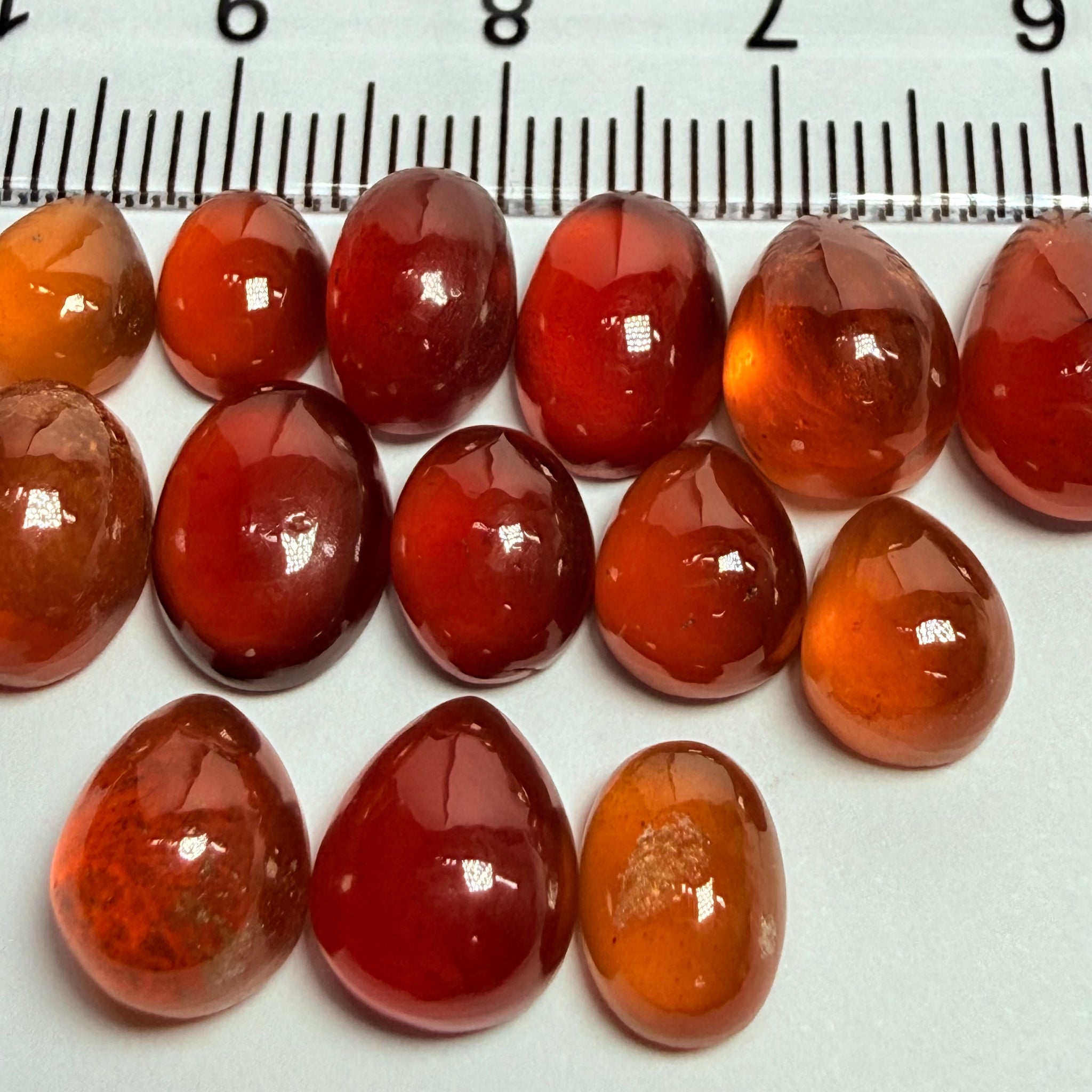 Hessonite Garnet Cabochon Lot, 46.93ct, Tanzania, Untreated Unheated, 1.77ct-4.93ct, 14pcs, 3.35ct average