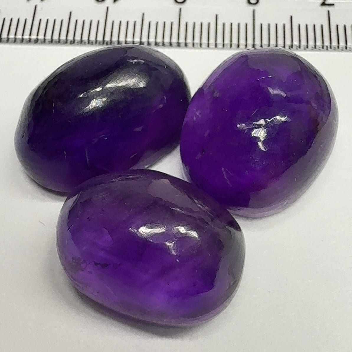 Rwanda Amethyst Cabochon Lot, 87.58ct, Untreated Unheated, 26.61ct-32.48ct