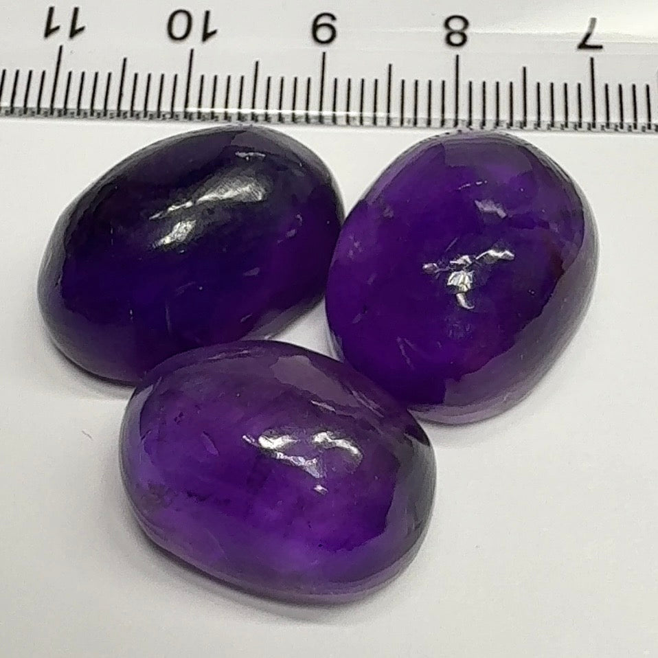 Rwanda Amethyst Cabochon Lot, 87.58ct, Untreated Unheated, 26.61ct-32.48ct