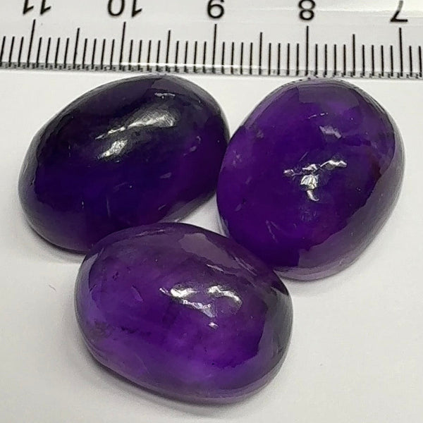 Rwanda Amethyst Cabochon Lot, 87.58ct, Untreated Unheated, 26.61ct-32.48ct