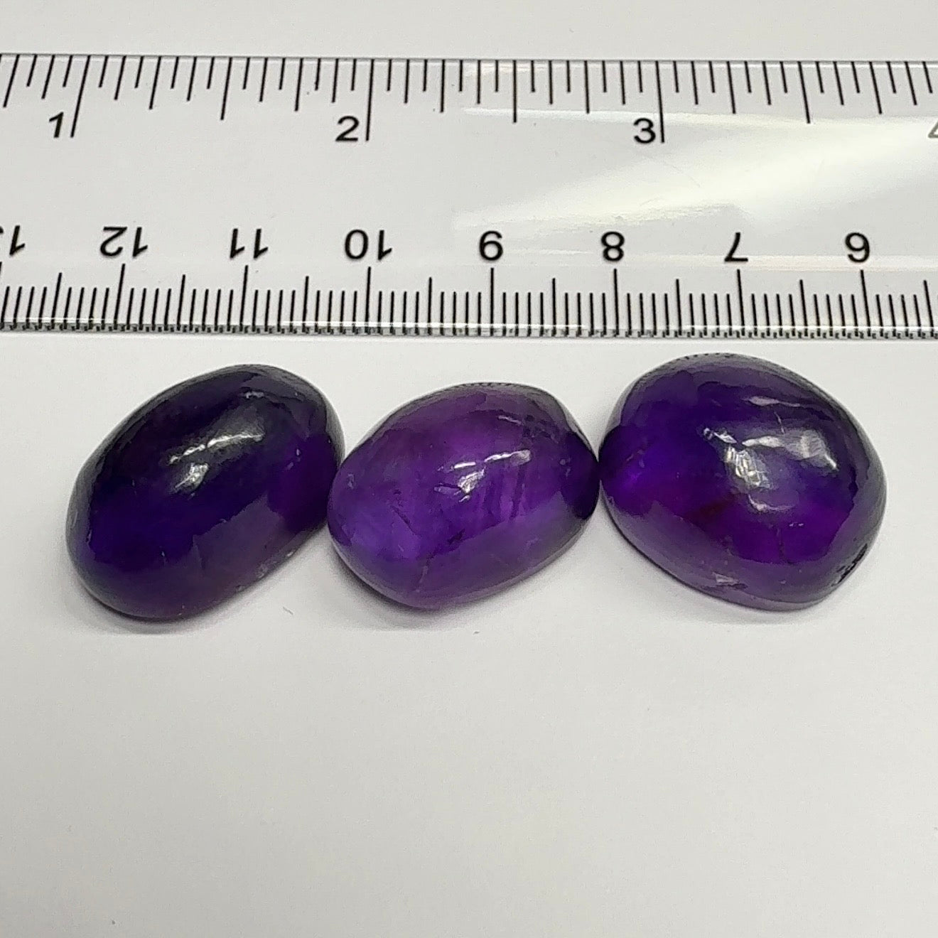 Rwanda Amethyst Cabochon Lot, 87.58ct, Untreated Unheated, 26.61ct-32.48ct