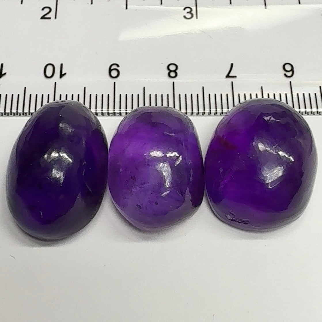 Rwanda Amethyst Cabochon Lot, 87.58ct, Untreated Unheated, 26.61ct-32.48ct