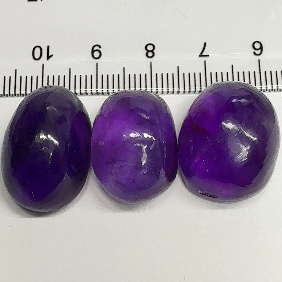 Rwanda Amethyst Cabochon Lot, 87.58ct, Untreated Unheated, 26.61ct-32.48ct
