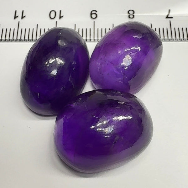 Rwanda Amethyst Cabochon Lot, 87.58ct, Untreated Unheated, 26.61ct-32.48ct