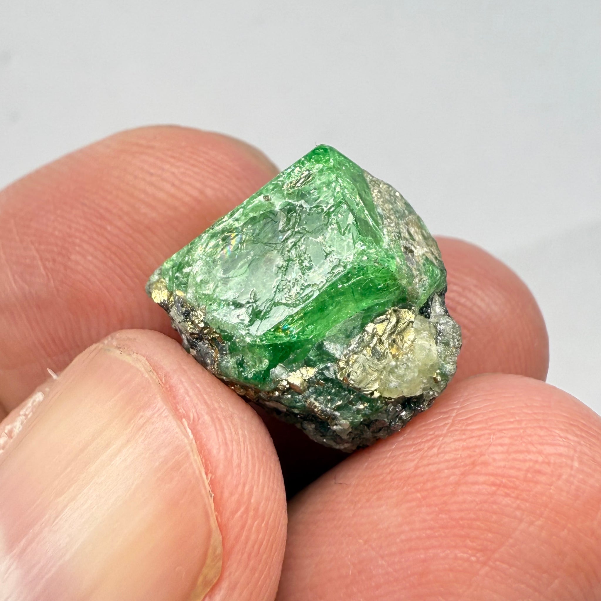 Tsavorite Garnet Crystal on Matrix, 21.09ct, Merelani, Tanzania, Untreated Unheated
