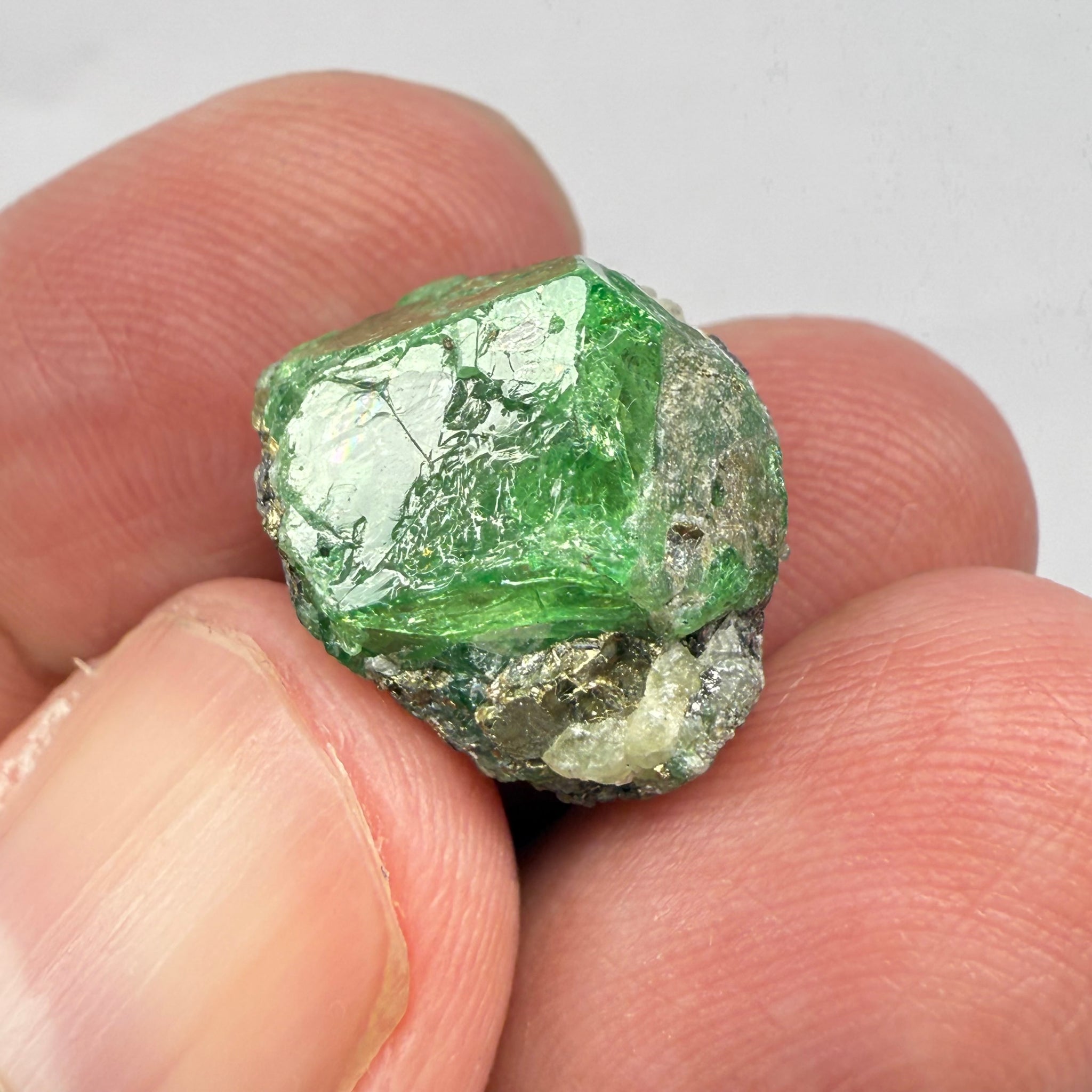 Tsavorite Garnet Crystal on Matrix, 21.09ct, Merelani, Tanzania, Untreated Unheated