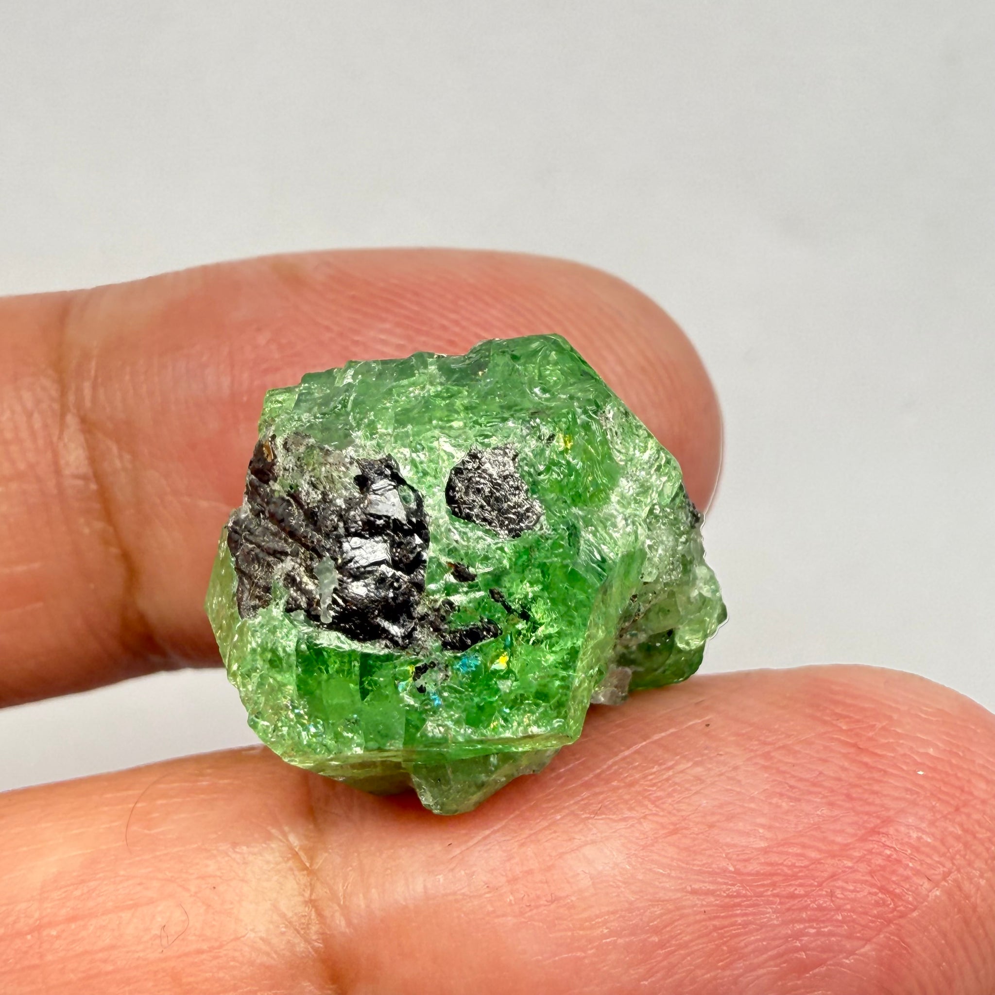 Tsavorite Garnet Crystal on Matrix, 29.48ct, Merelani, Tanzania, Untreated Unheated