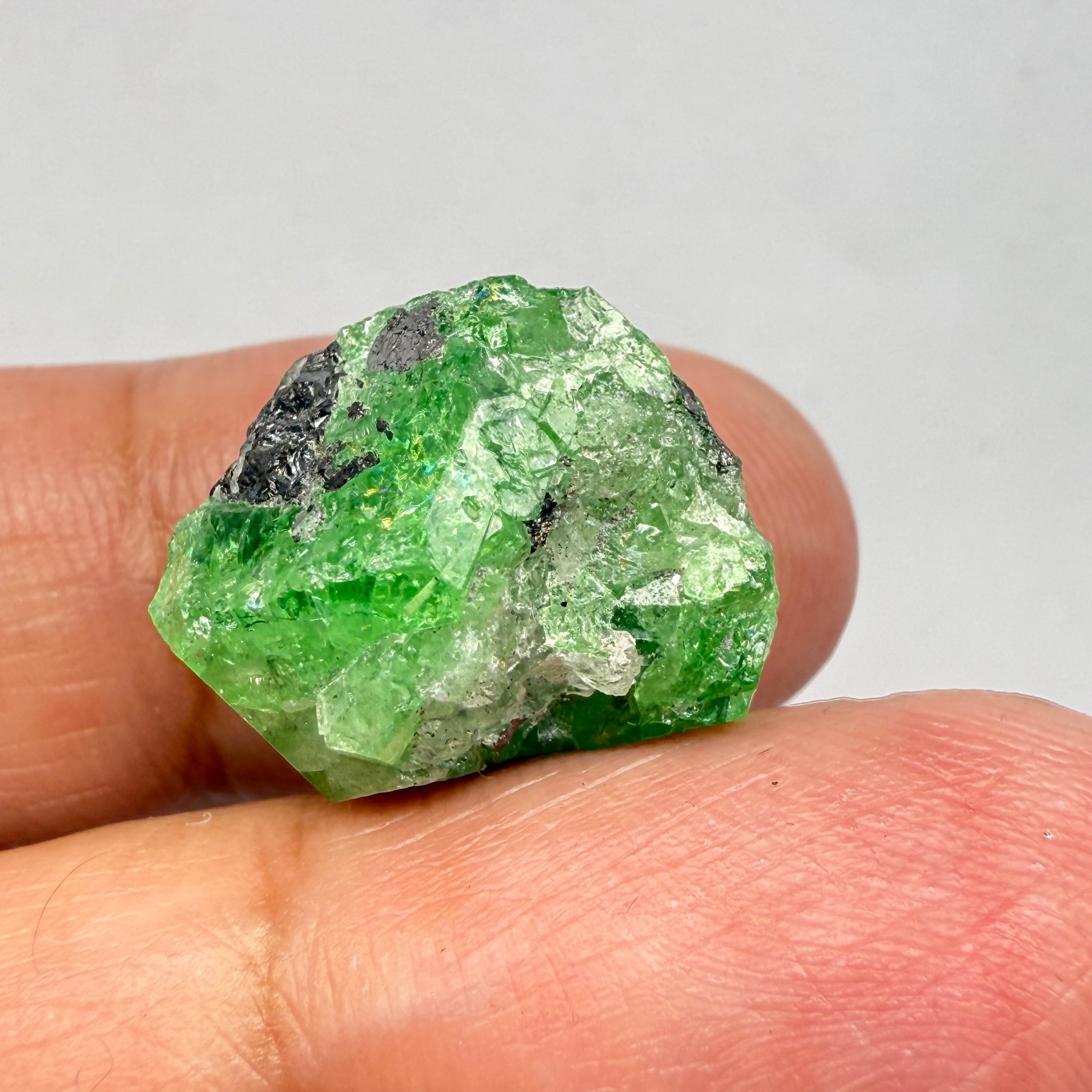 Tsavorite Garnet Crystal on Matrix, 29.48ct, Merelani, Tanzania, Untreated Unheated