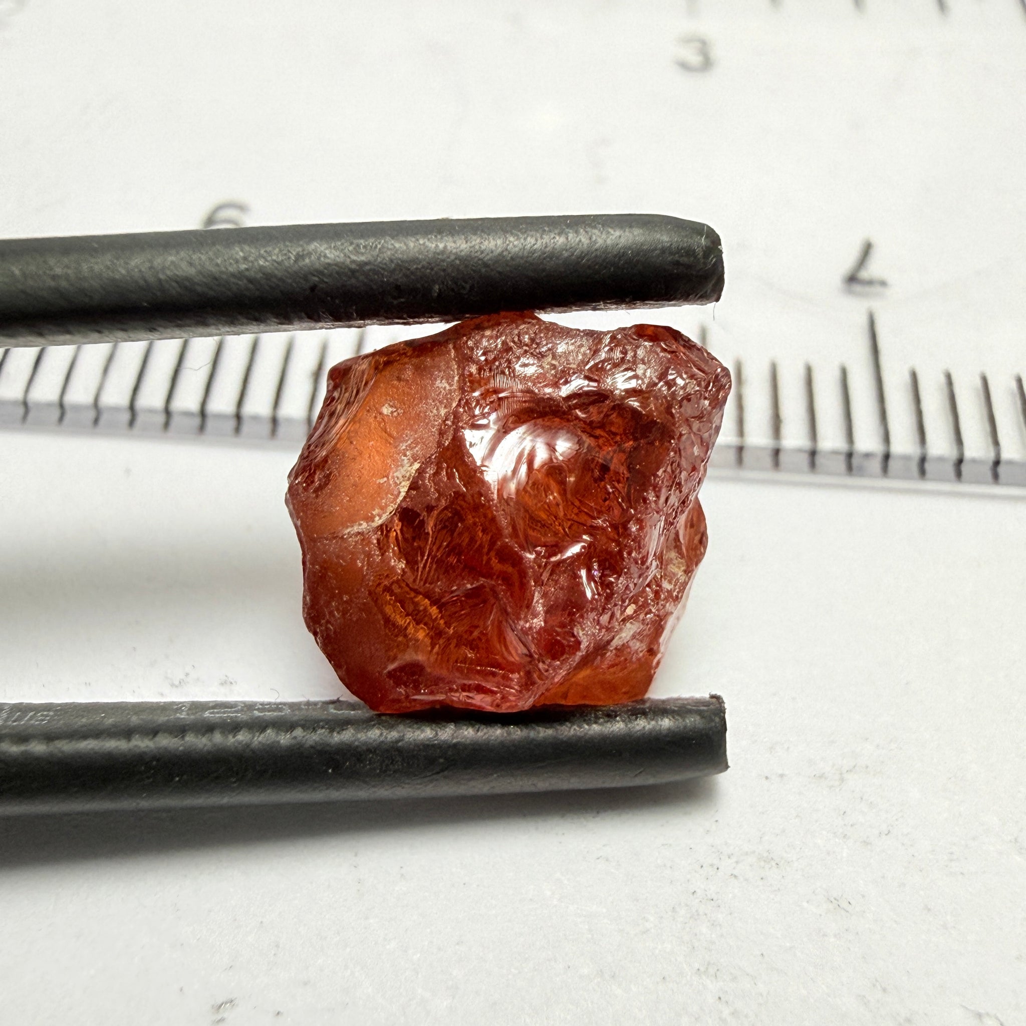 Malaya Garnet, 5.90ct, Untreated Unheated. Fingerprint inclusion right in the center