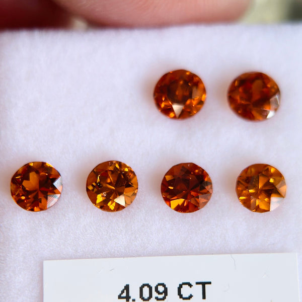 4.09ct Orange Grossular Garnet Lot, 0.56ct to 0.88ct, Tanzania. Untreated Unheated.