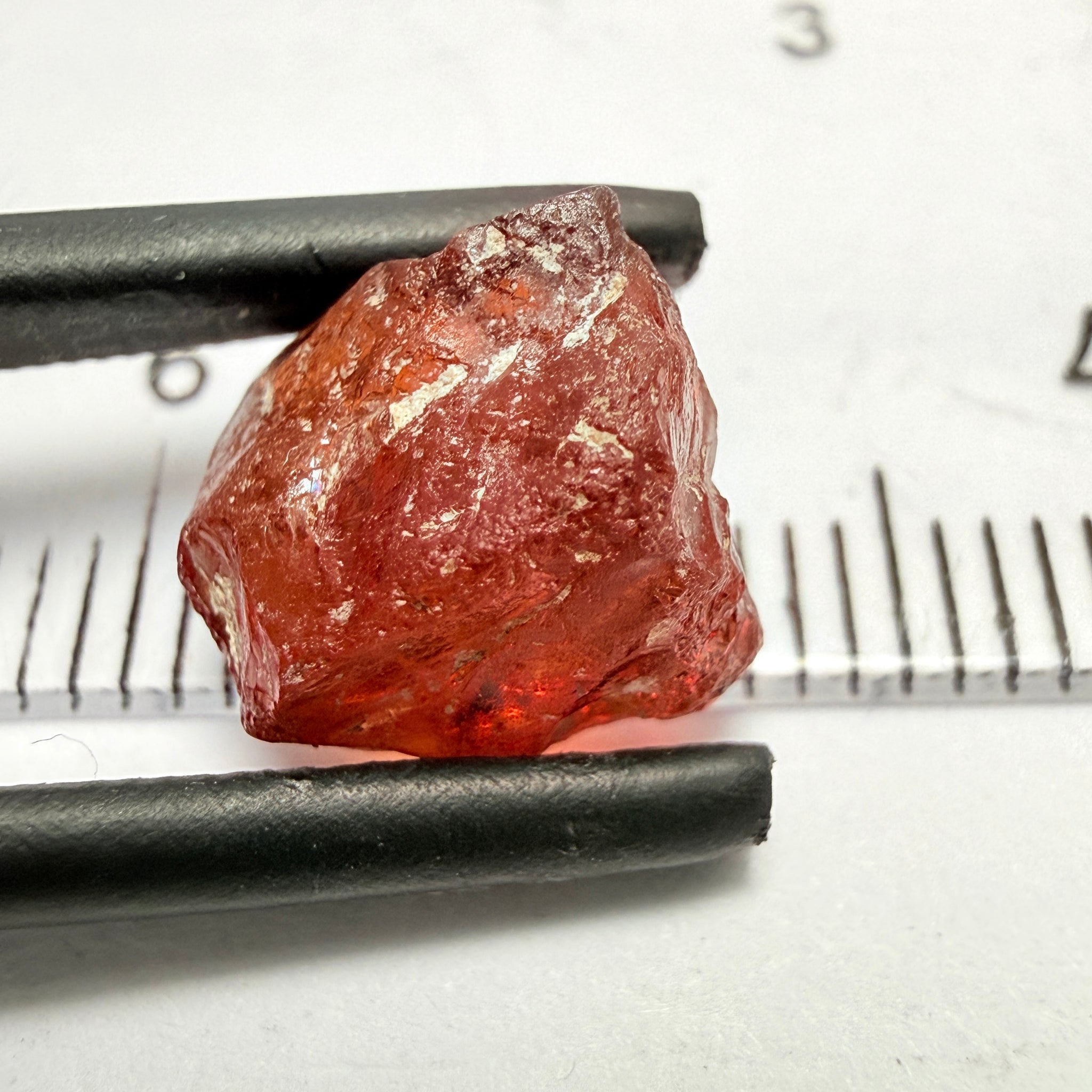 Malaya Garnet, 5.90ct, Untreated Unheated. Fingerprint inclusion right in the center