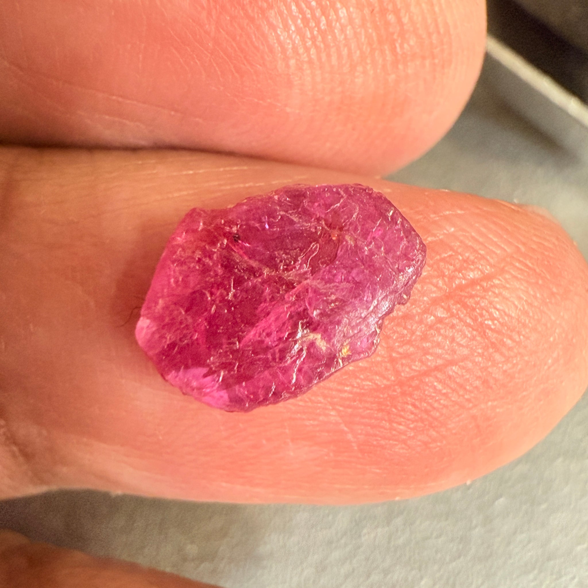 Ruby Crystal, 2.52ct, very thin, Tanzania, Untreated Unheated, not for faceting, excellent to set into jewellery as is