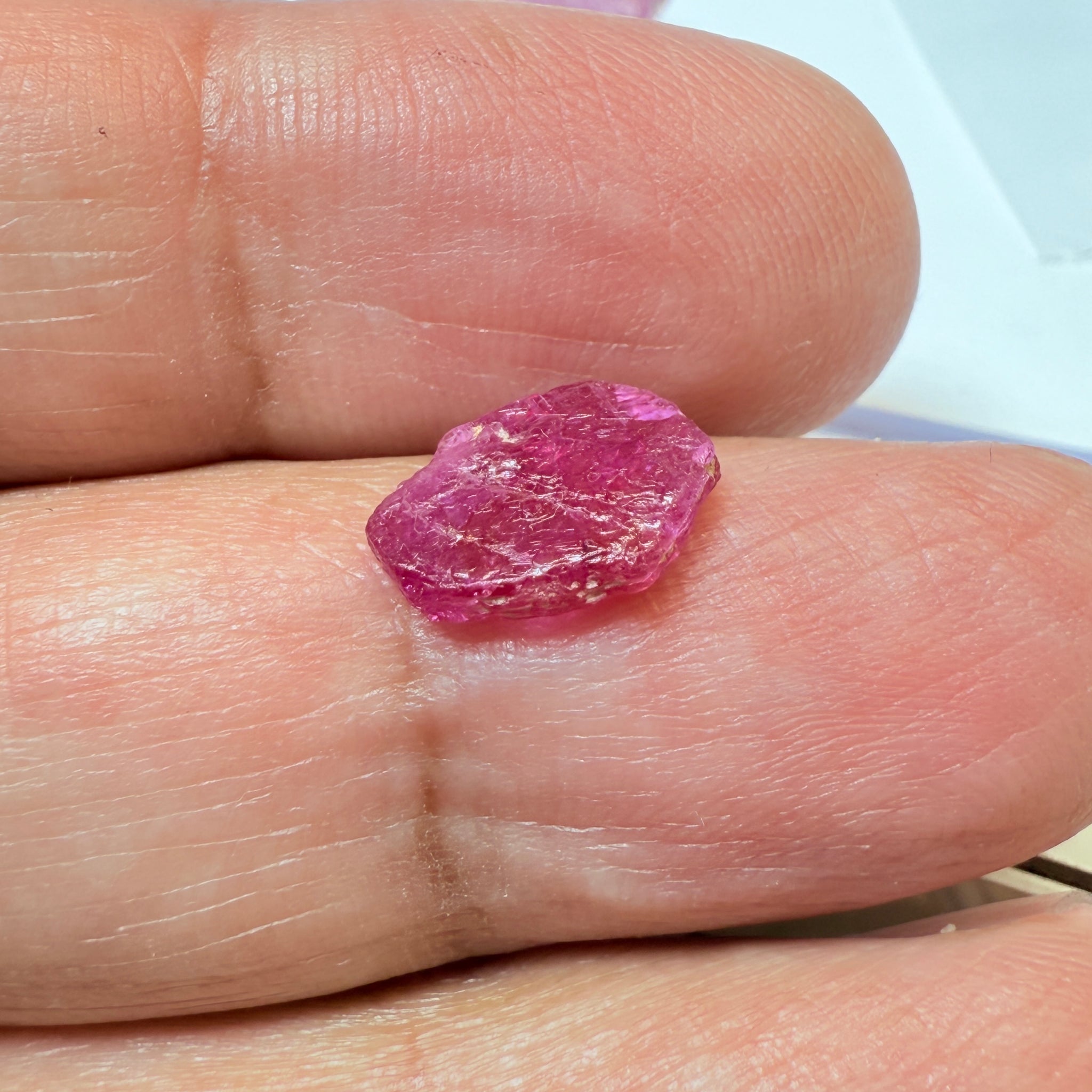 Ruby Crystal, 2.52ct, very thin, Tanzania, Untreated Unheated, not for faceting, excellent to set into jewellery as is
