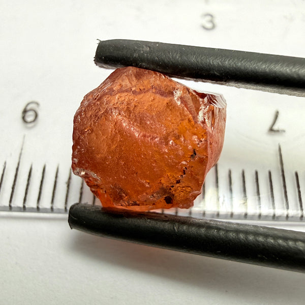 Malaya Garnet, 5.65ct, Tanzania, Untreated Unheated, slightly included and slight surface groove on one side