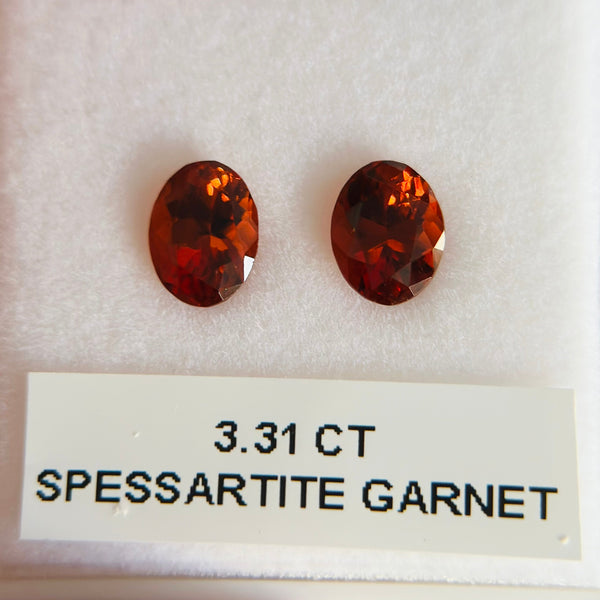 3.31ct Spessartite Garnet Pair. Tanzania. Untreated Unheated