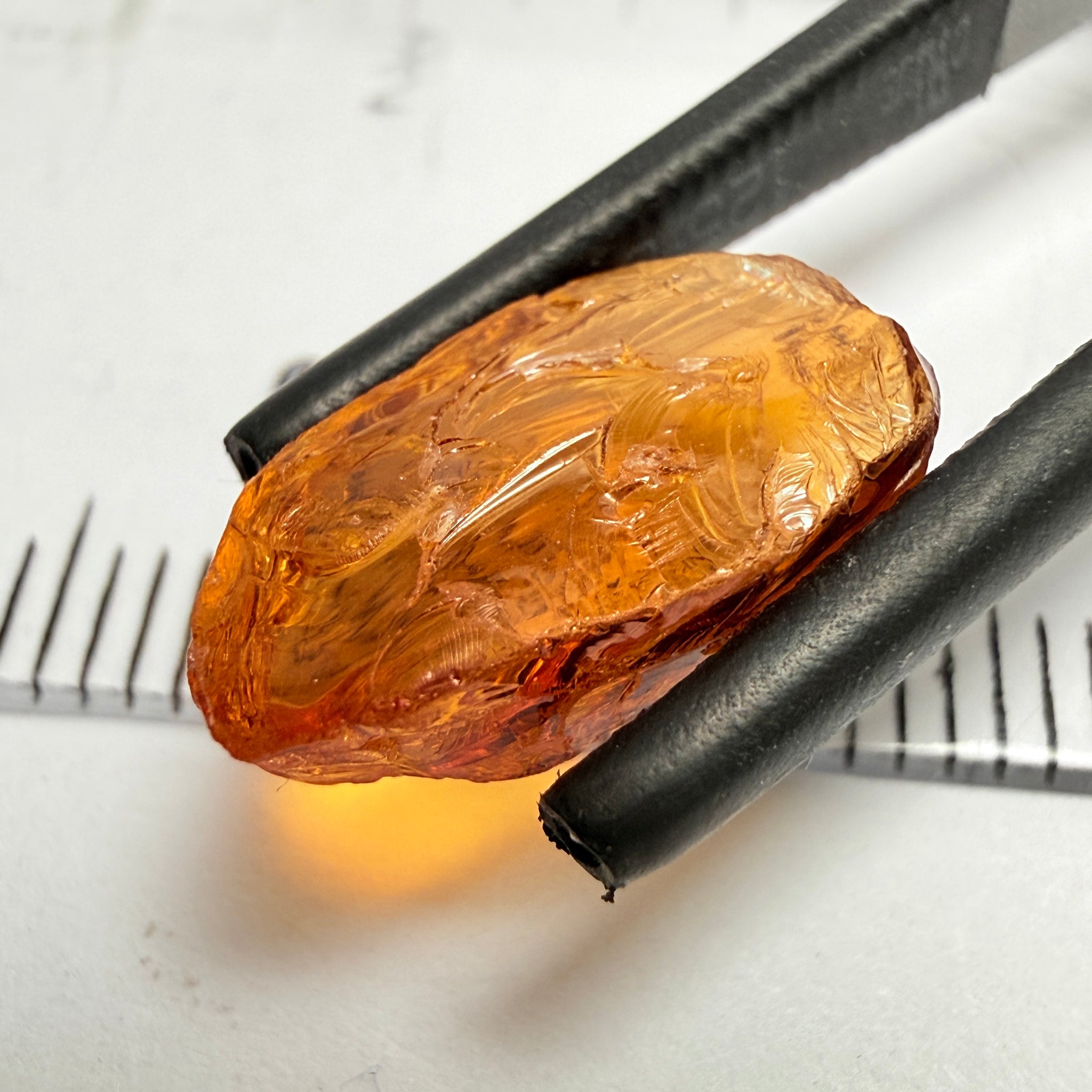 Mandarin Spessartite Garnet, Carrot Colour, 5.00ct, Loliondo, Tanzania, Untreated Unheated, vvs-if, but too flat for faceting but will be great set as is in jewellery