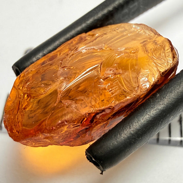 Mandarin Spessartite Garnet, Carrot Colour, 5.00ct, Loliondo, Tanzania, Untreated Unheated, vvs-if, but too flat for faceting but will be great set as is in jewellery