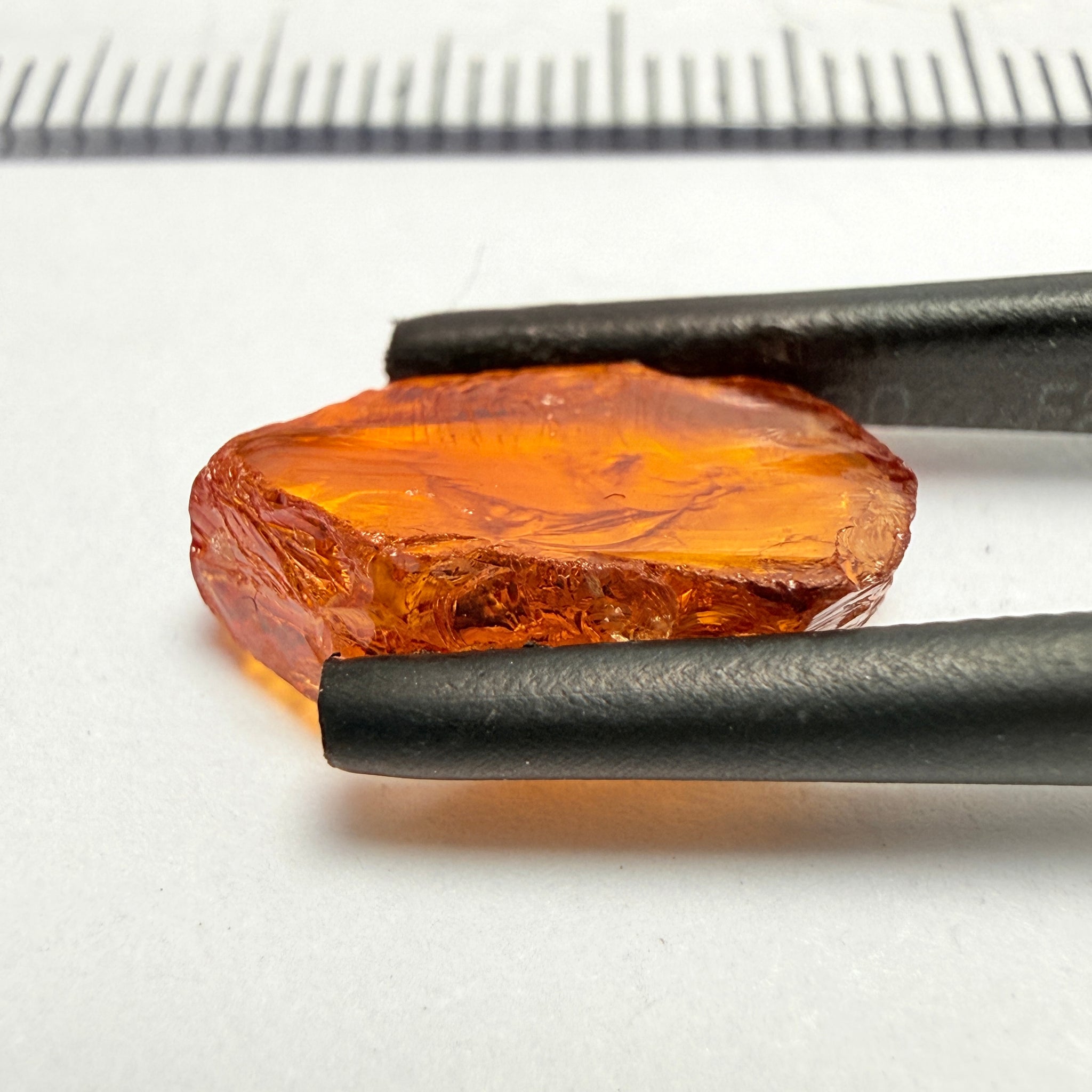 Mandarin Spessartite Garnet, Carrot Colour, 5.00ct, Loliondo, Tanzania, Untreated Unheated, vvs-if, but too flat for faceting but will be great set as is in jewellery