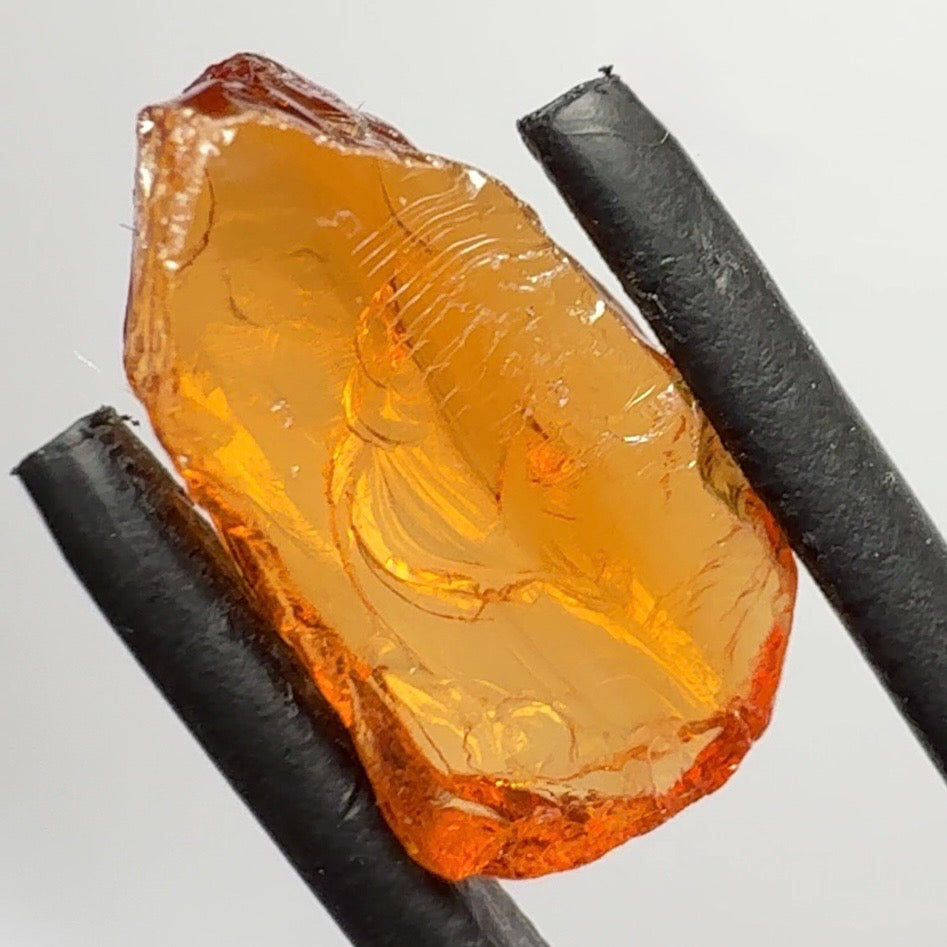 Mandarin Spessartite Garnet, Carrot Colour, 5.00ct, Loliondo, Tanzania, Untreated Unheated, vvs-if, but too flat for faceting but will be great set as is in jewellery
