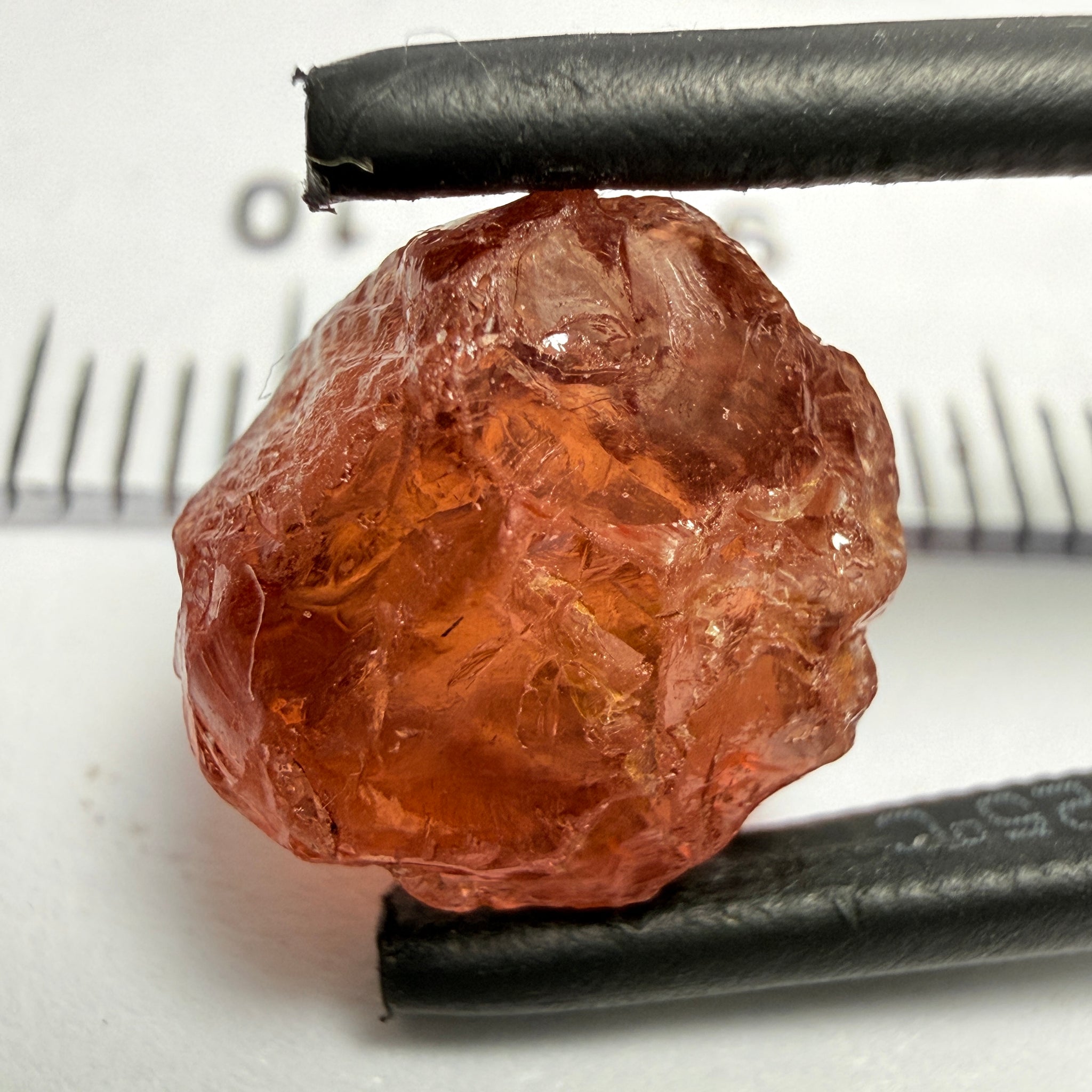 Malaya Garnet, 7.08ct, Tanzania, Untreated Unheated. One tiny wisp of silk on the outside skin parallel to the skin only 1mm deep, will cut off in preforming, rest vvs-if