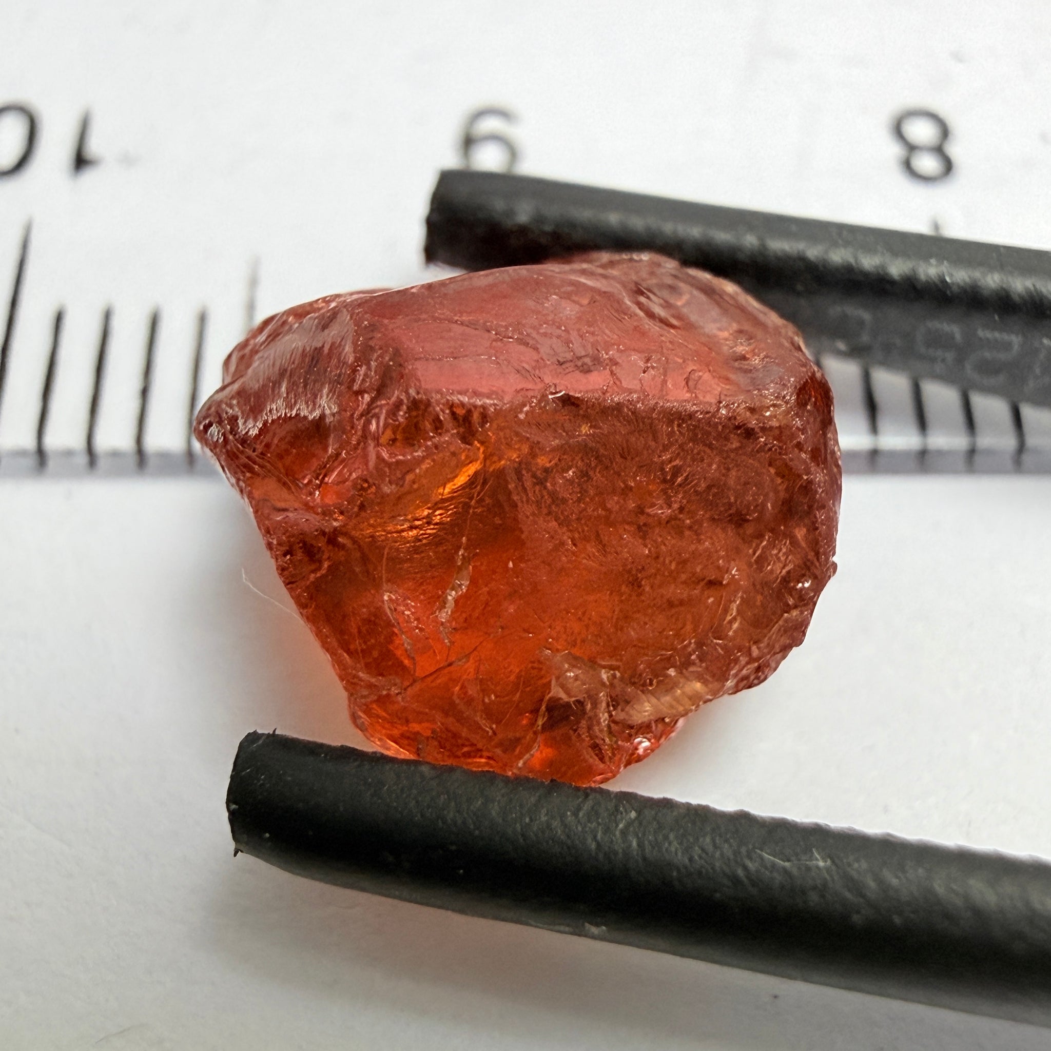 Malaya Garnet, 7.08ct, Tanzania, Untreated Unheated. One tiny wisp of silk on the outside skin parallel to the skin only 1mm deep, will cut off in preforming, rest vvs-if