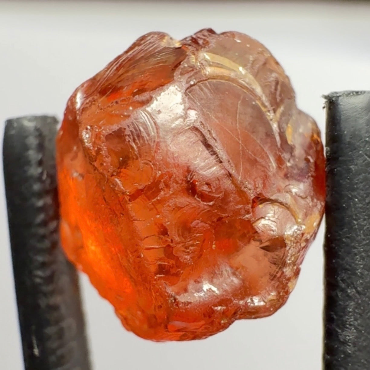 Malaya Garnet, 7.08ct, Tanzania, Untreated Unheated. One tiny wisp of silk on the outside skin parallel to the skin only 1mm deep, will cut off in preforming, rest vvs-if