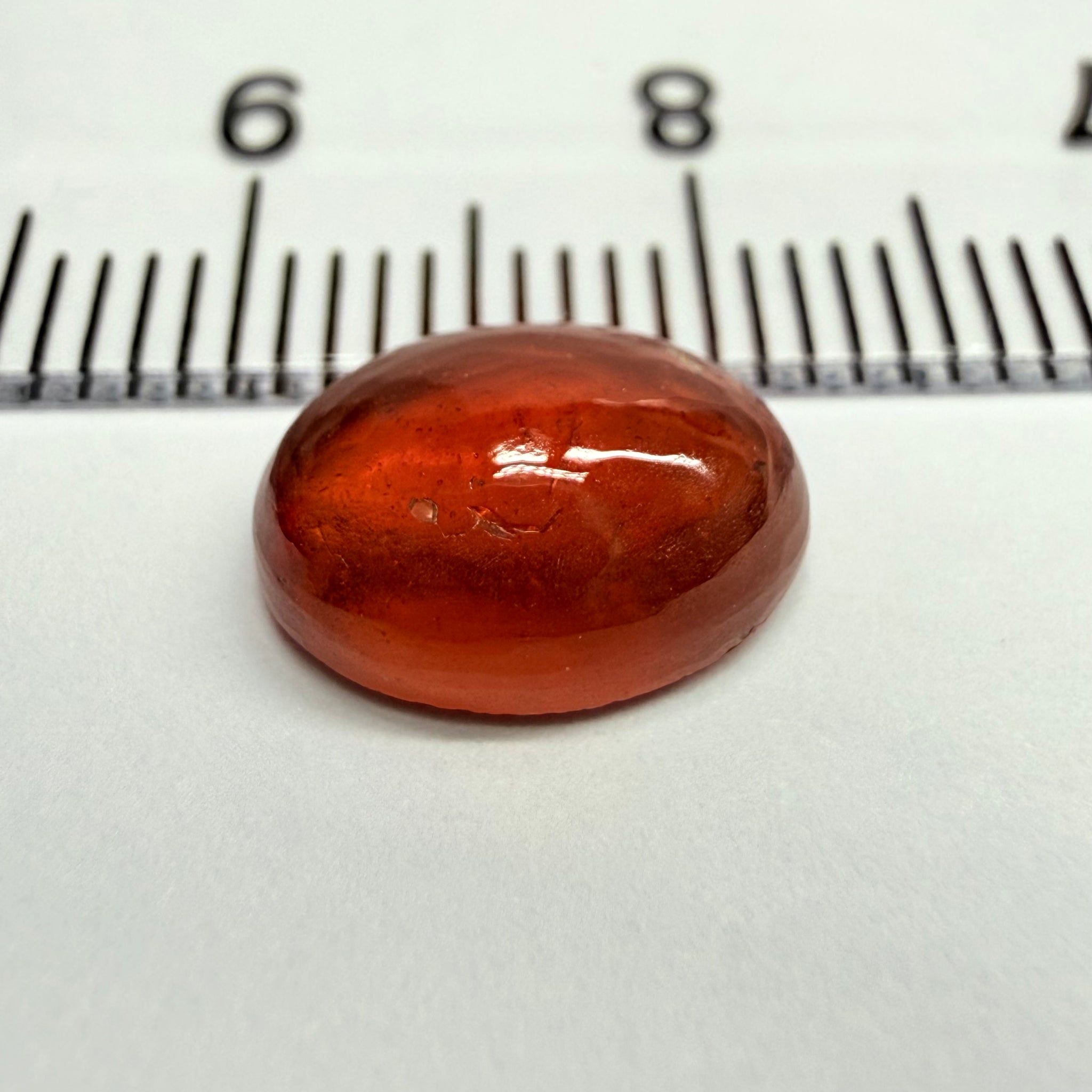 Mandarin Garnet Cabochon, Reddish Orange, 3.38ct, Tanzania, Untreated Unheated
