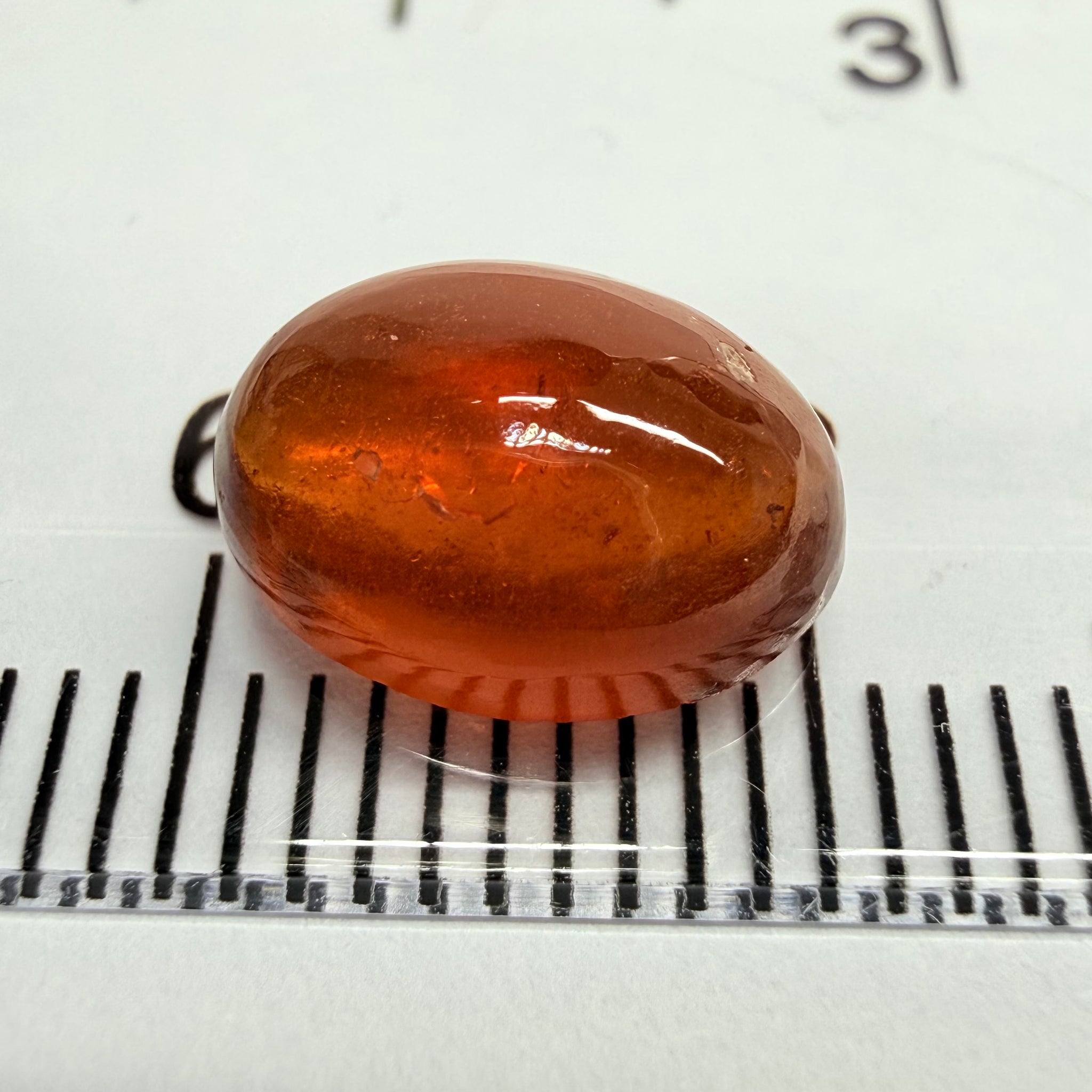 Mandarin Garnet Cabochon, Reddish Orange, 3.38ct, Tanzania, Untreated Unheated