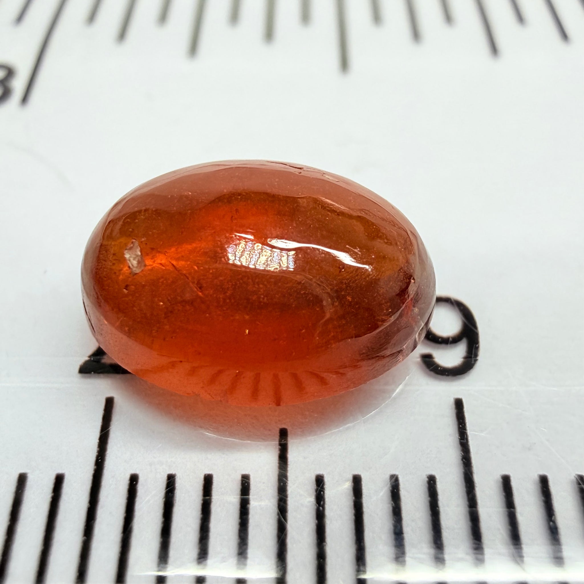 Mandarin Garnet Cabochon, Reddish Orange, 3.38ct, Tanzania, Untreated Unheated