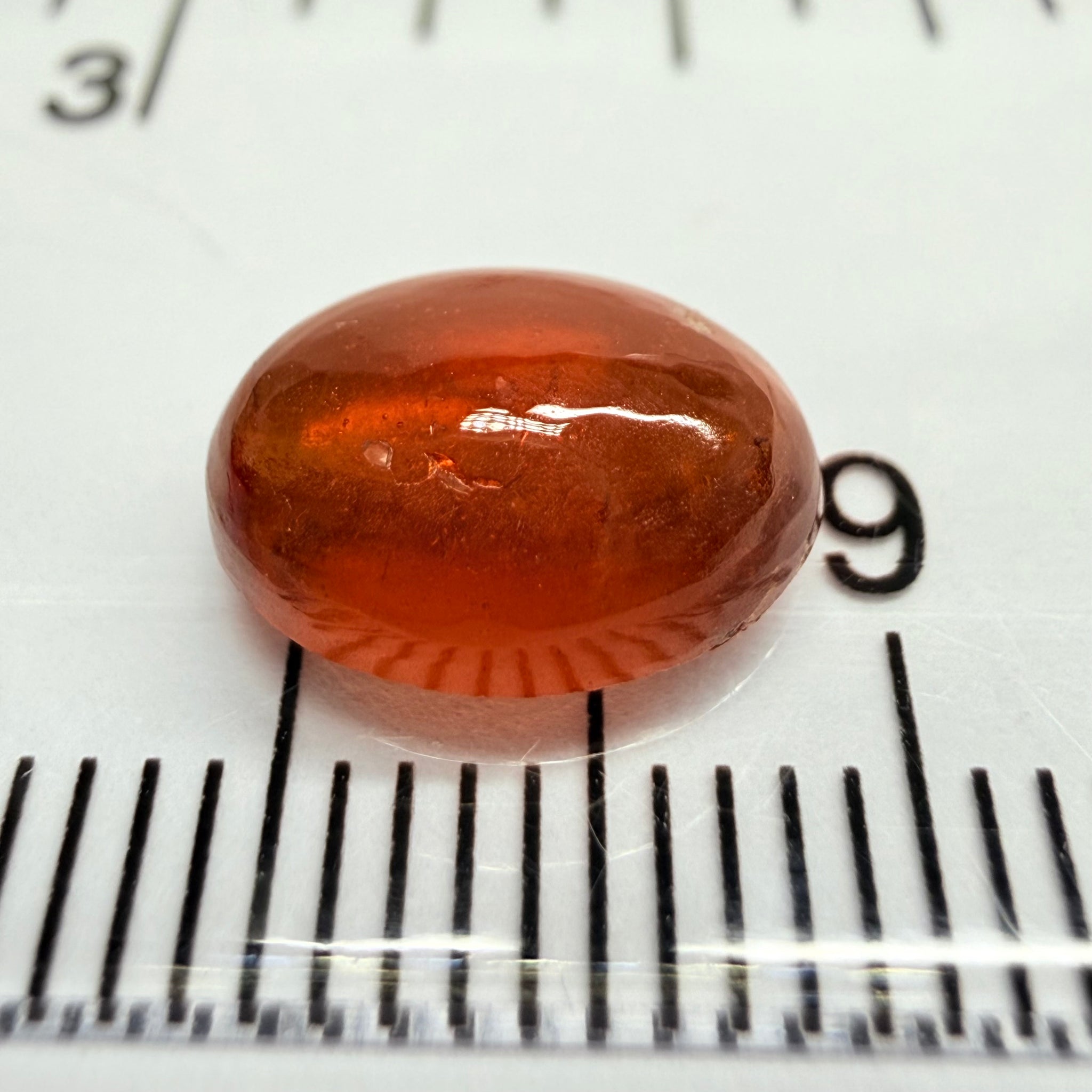 Mandarin Garnet Cabochon, Reddish Orange, 3.38ct, Tanzania, Untreated Unheated
