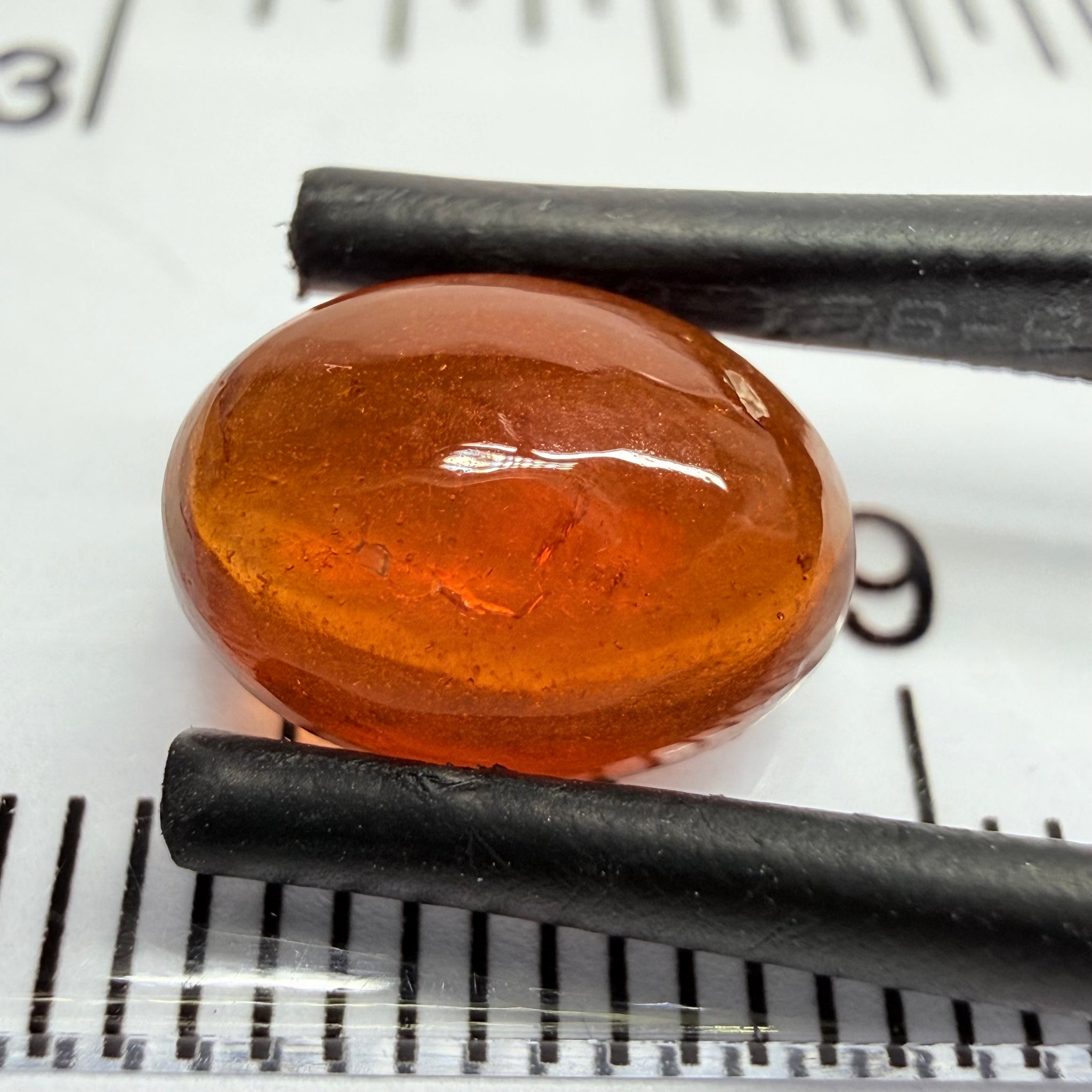 Mandarin Garnet Cabochon, Reddish Orange, 3.38ct, Tanzania, Untreated Unheated