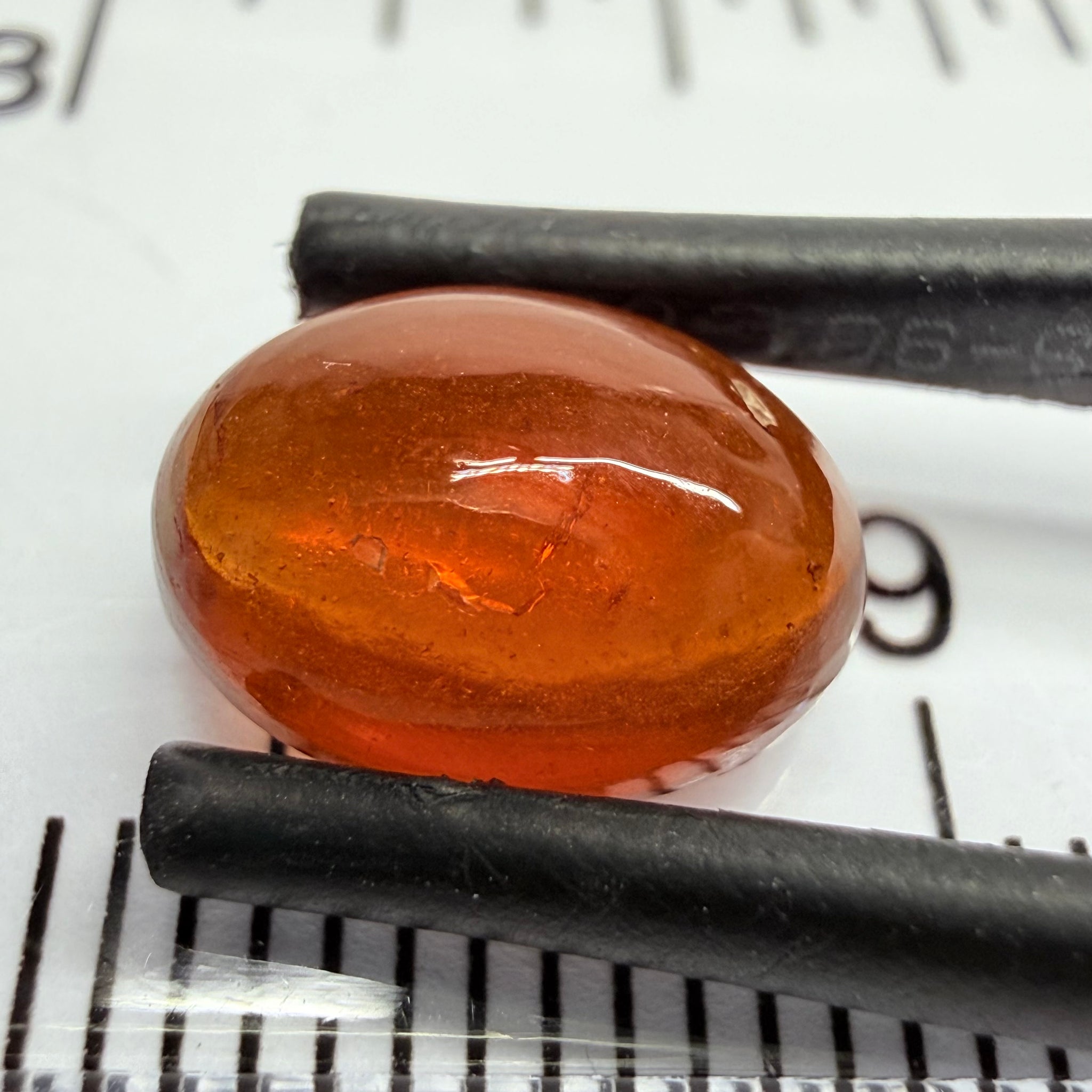 Mandarin Garnet Cabochon, Reddish Orange, 3.38ct, Tanzania, Untreated Unheated