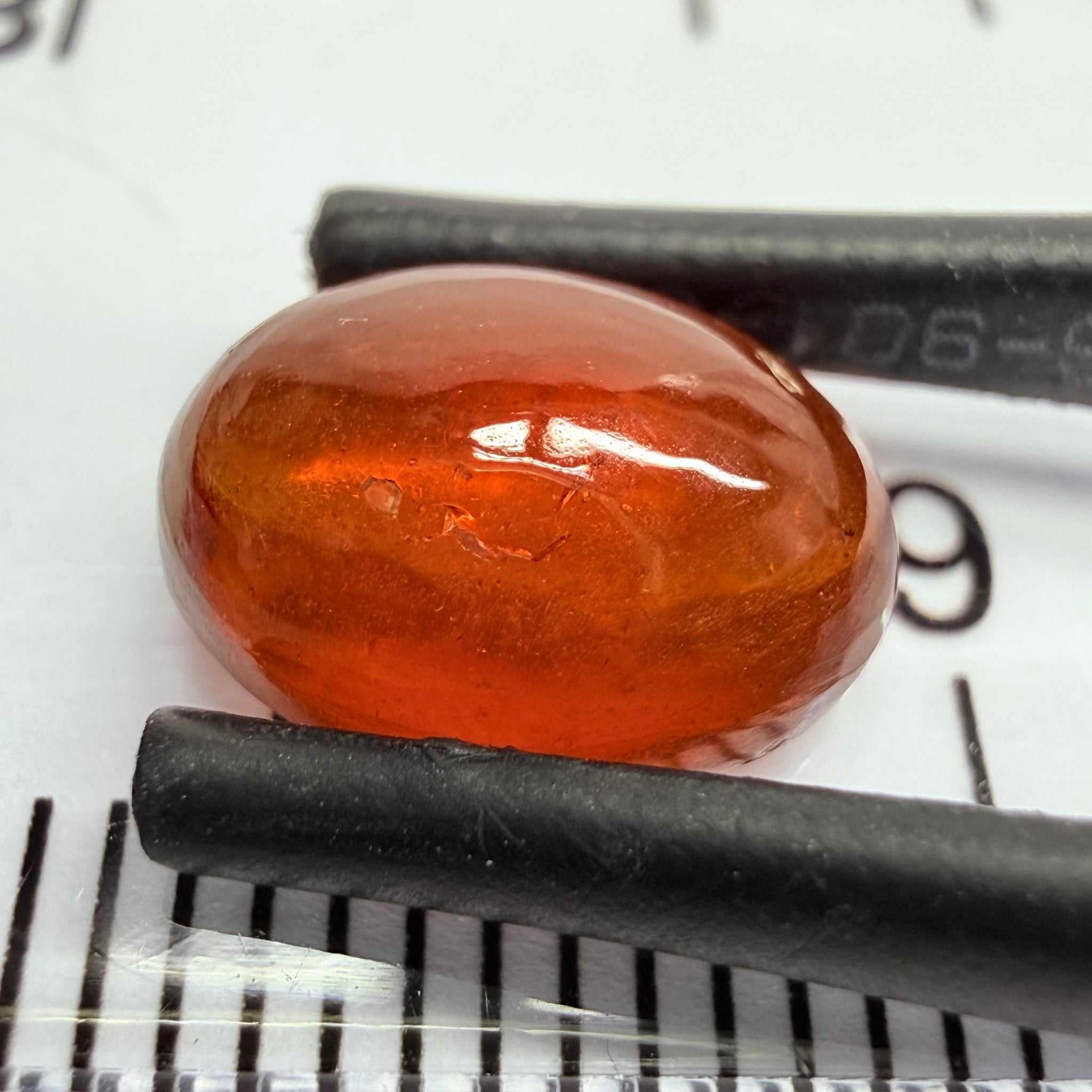 Mandarin Garnet Cabochon, Reddish Orange, 3.38ct, Tanzania, Untreated Unheated
