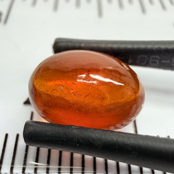 Mandarin Garnet Cabochon, Reddish Orange, 3.38ct, Tanzania, Untreated Unheated