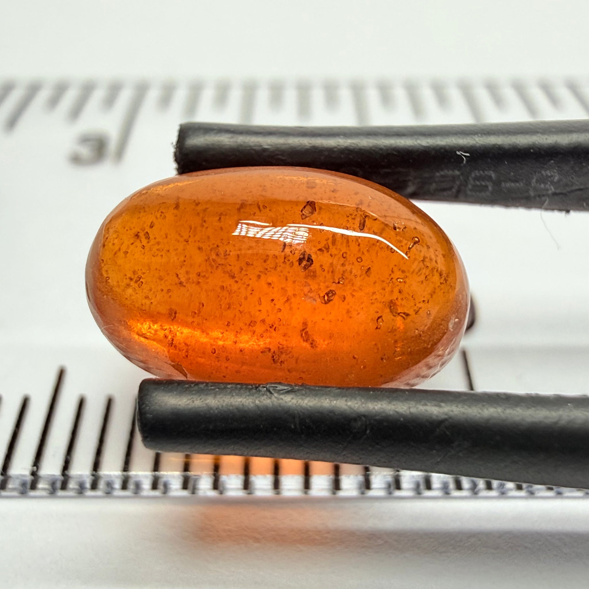 Mandarin Garnet Cabochon, Reddish Orange, 4.09ct, Tanzania, Untreated Unheated