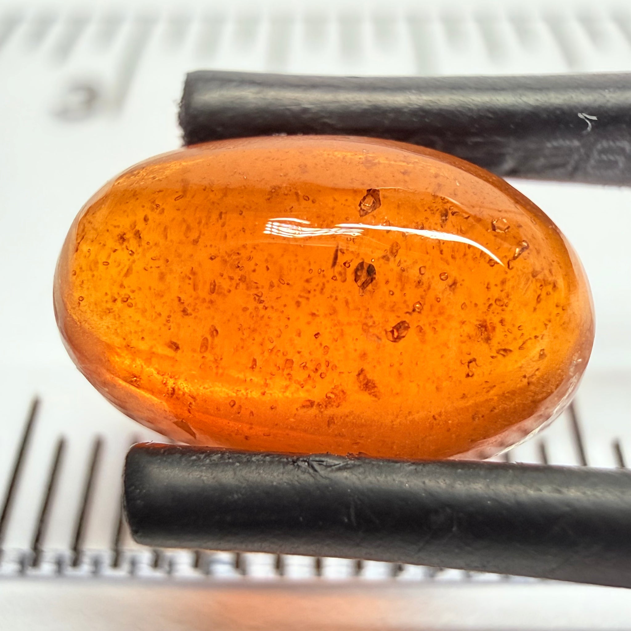 Mandarin Garnet Cabochon, Reddish Orange, 4.09ct, Tanzania, Untreated Unheated