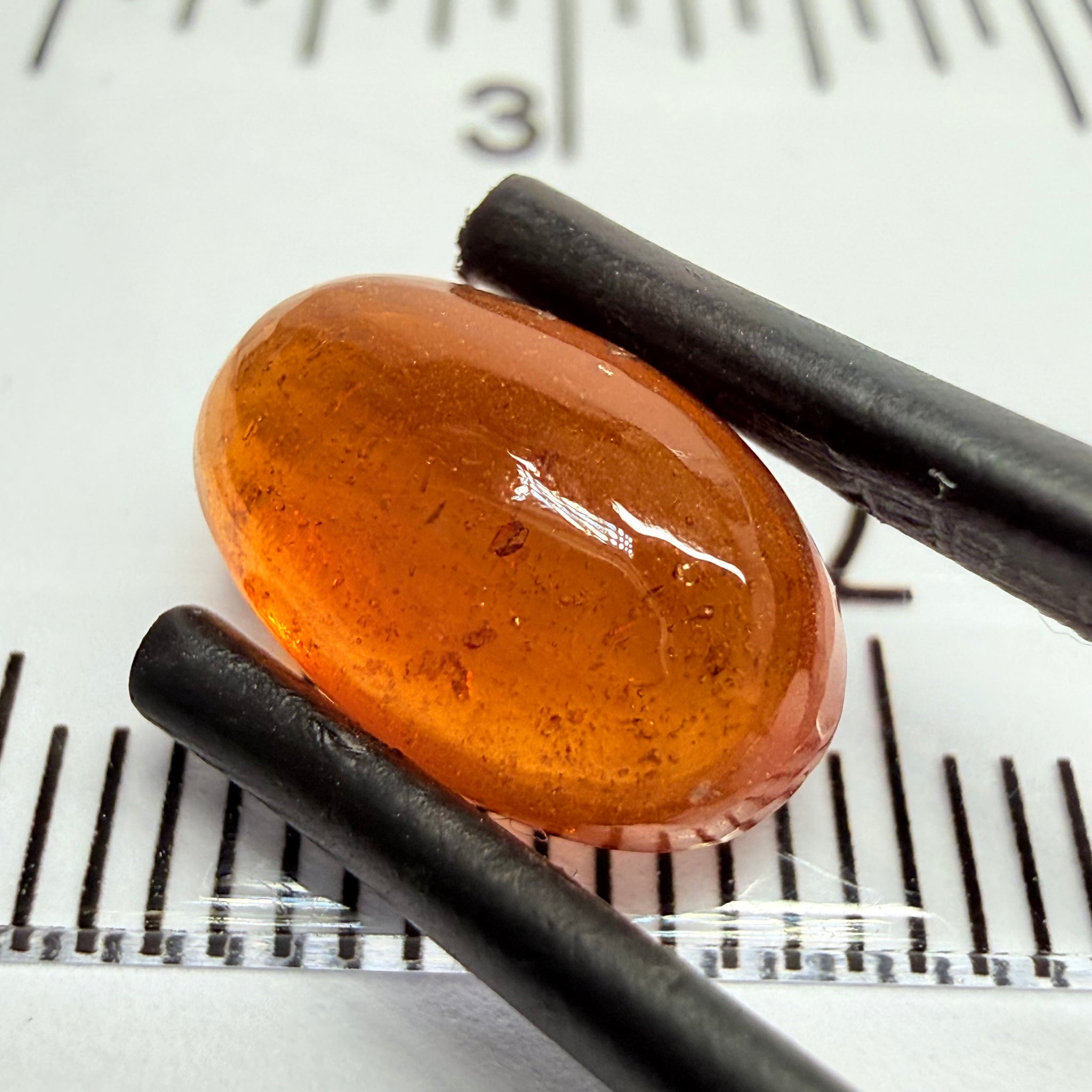 Mandarin Garnet Cabochon, Reddish Orange, 4.09ct, Tanzania, Untreated Unheated