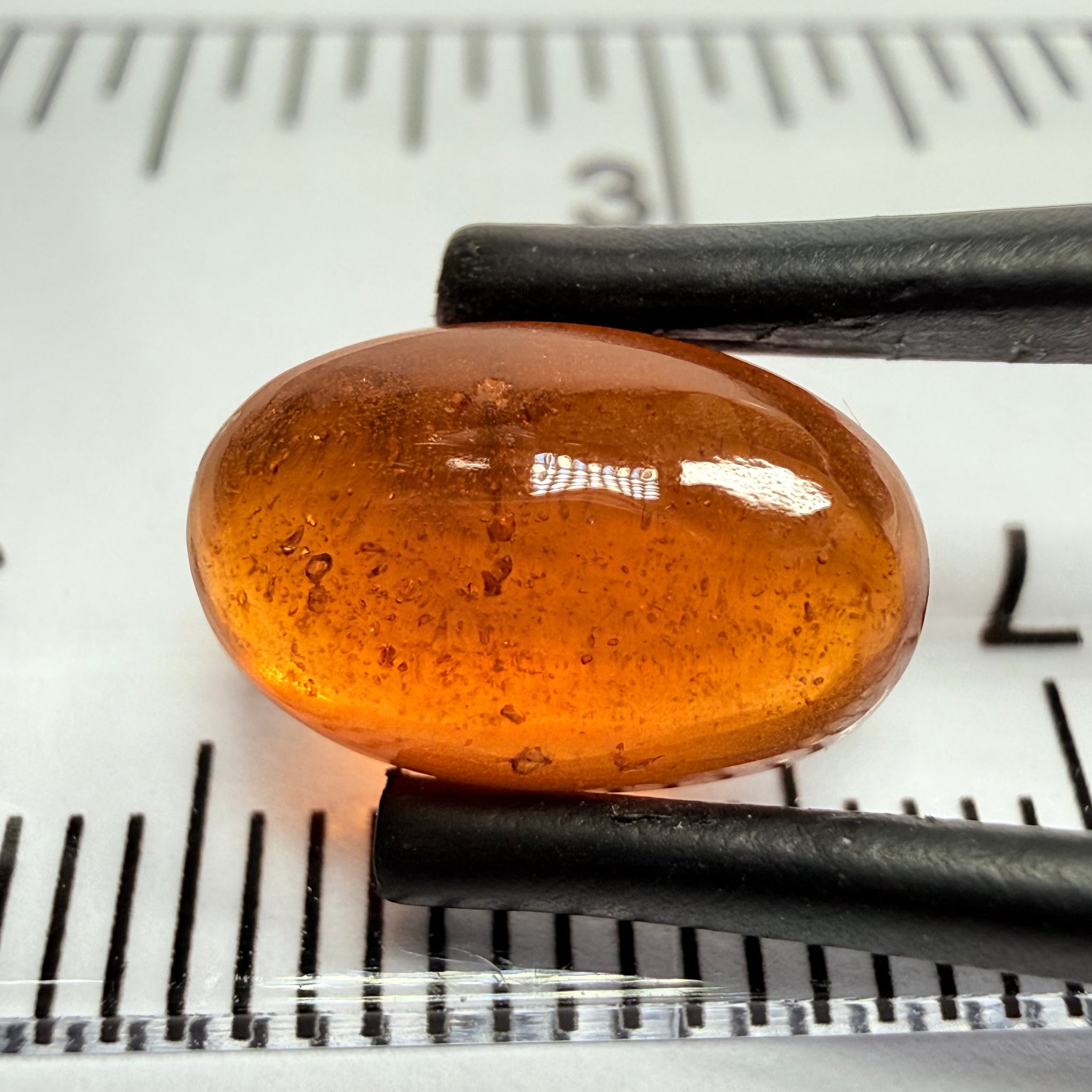 Mandarin Garnet Cabochon, Reddish Orange, 4.09ct, Tanzania, Untreated Unheated
