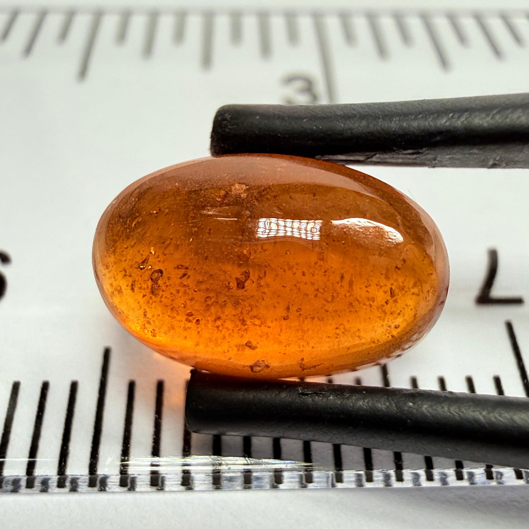 Mandarin Garnet Cabochon, Reddish Orange, 4.09ct, Tanzania, Untreated Unheated