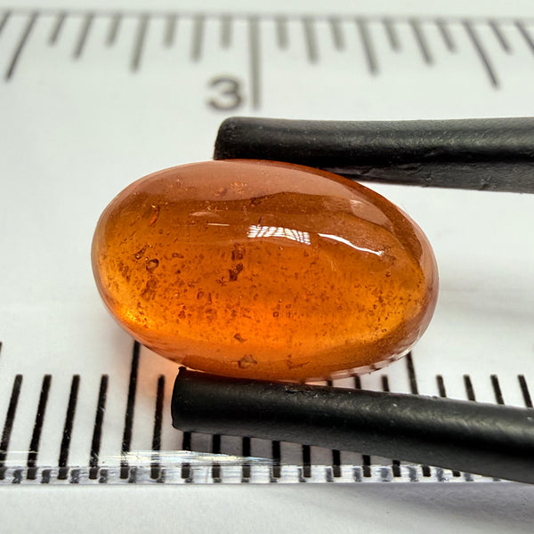 Mandarin Garnet Cabochon, Reddish Orange, 4.09ct, Tanzania, Untreated Unheated