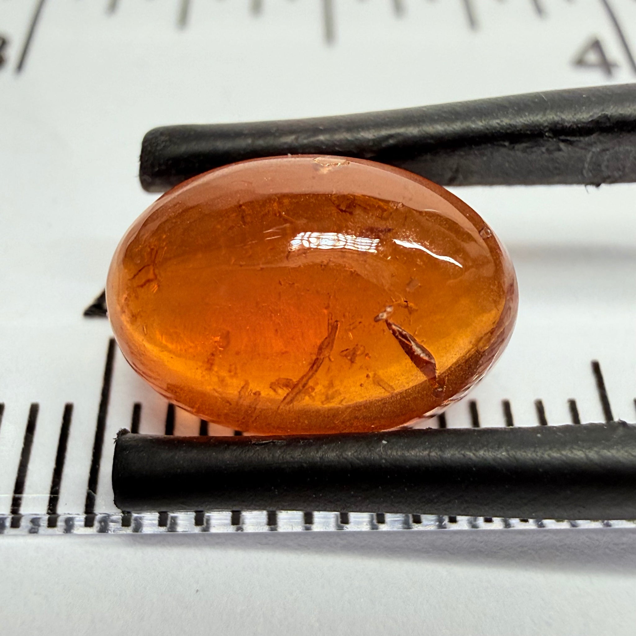 Mandarin Garnet Cabochon, Reddish Orange, 4.16ct, Tanzania, Untreated Unheated