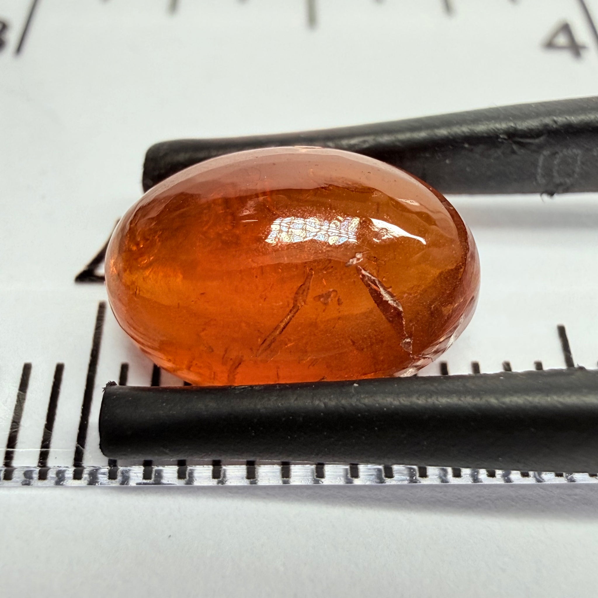 Mandarin Garnet Cabochon, Reddish Orange, 4.16ct, Tanzania, Untreated Unheated