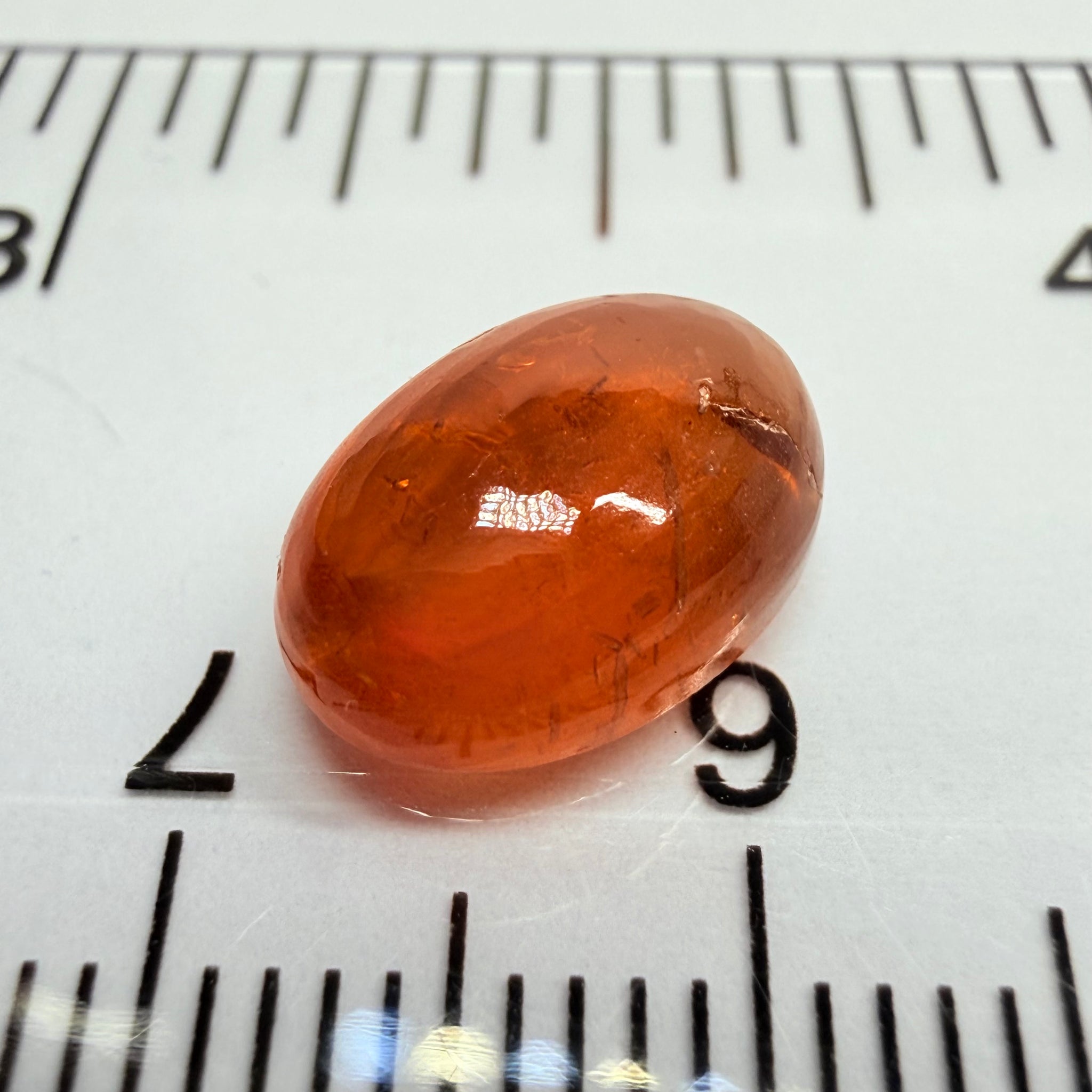 Mandarin Garnet Cabochon, Reddish Orange, 4.16ct, Tanzania, Untreated Unheated