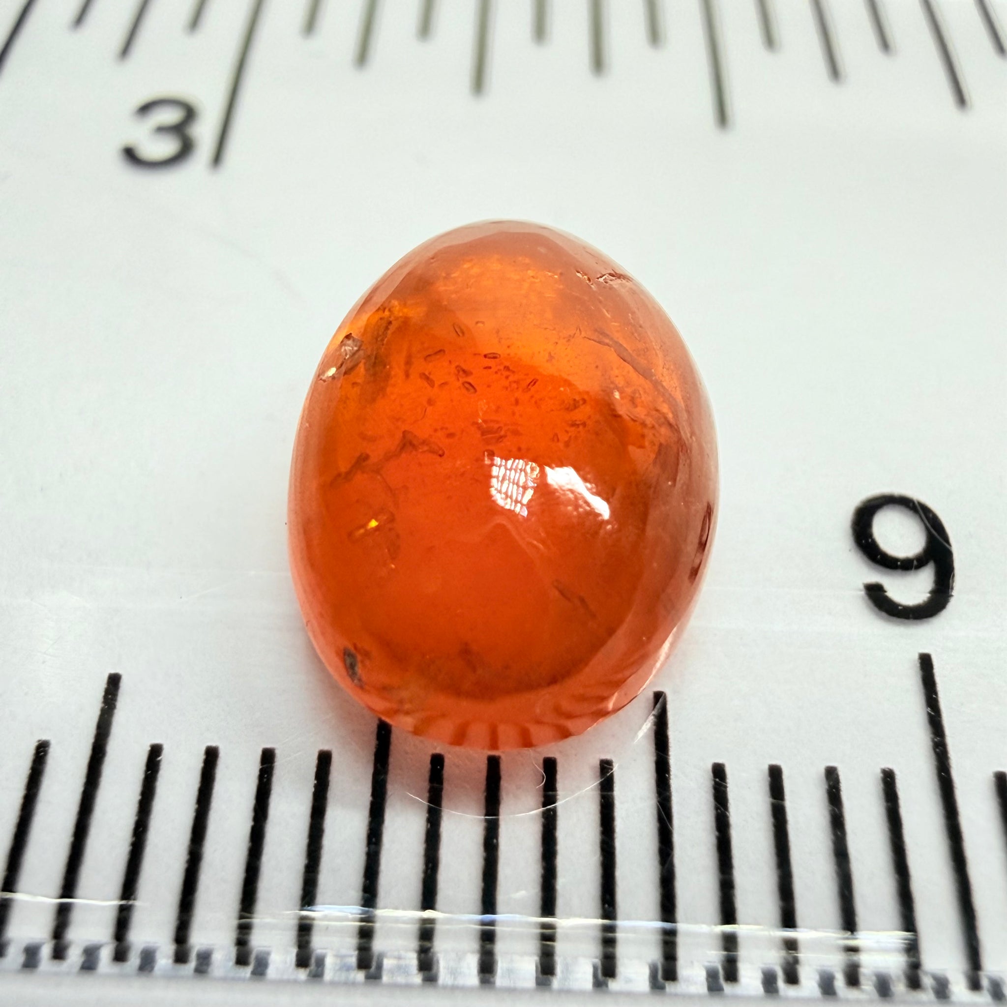 Mandarin Garnet Cabochon, Reddish Orange, 4.16ct, Tanzania, Untreated Unheated