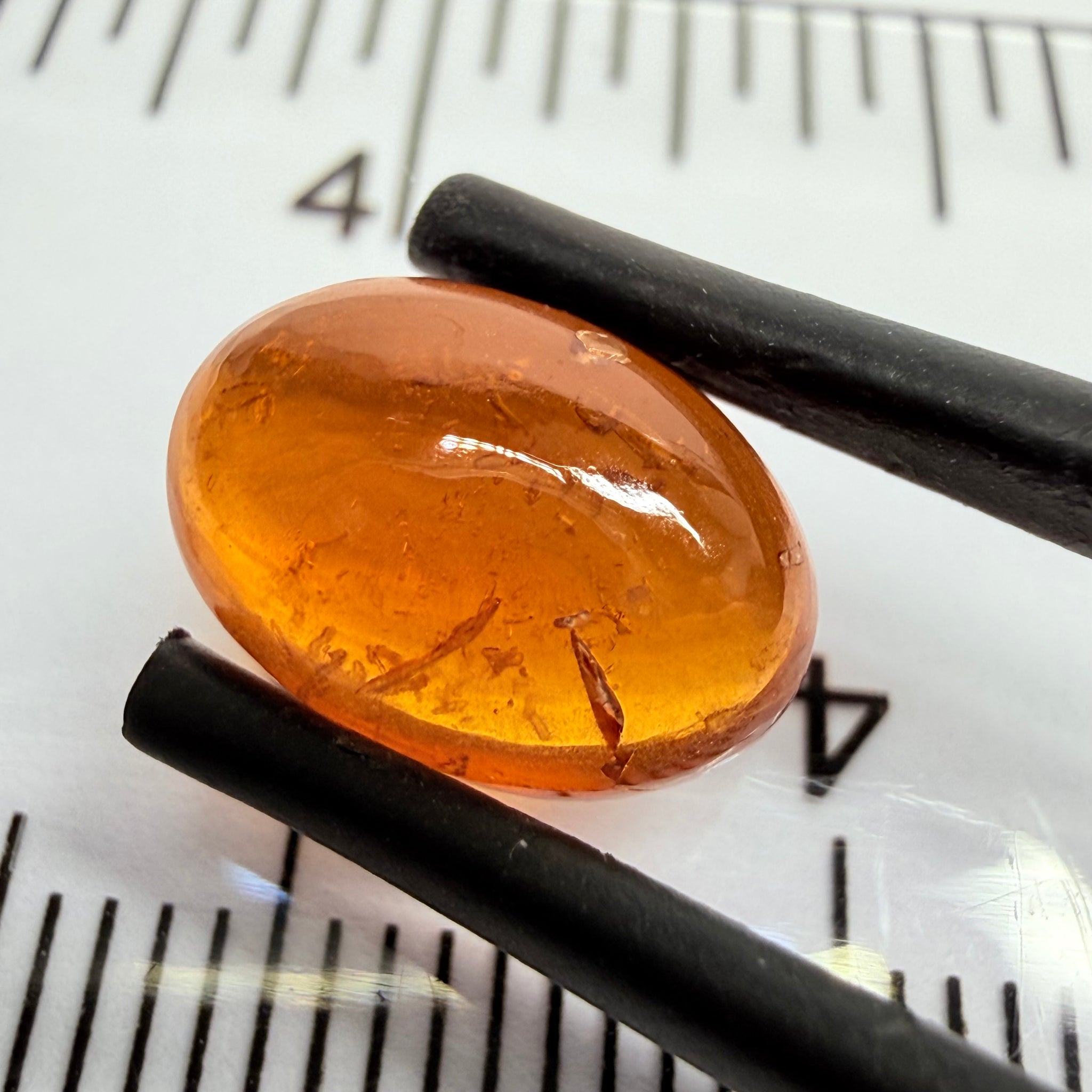 Mandarin Garnet Cabochon, Reddish Orange, 4.16ct, Tanzania, Untreated Unheated