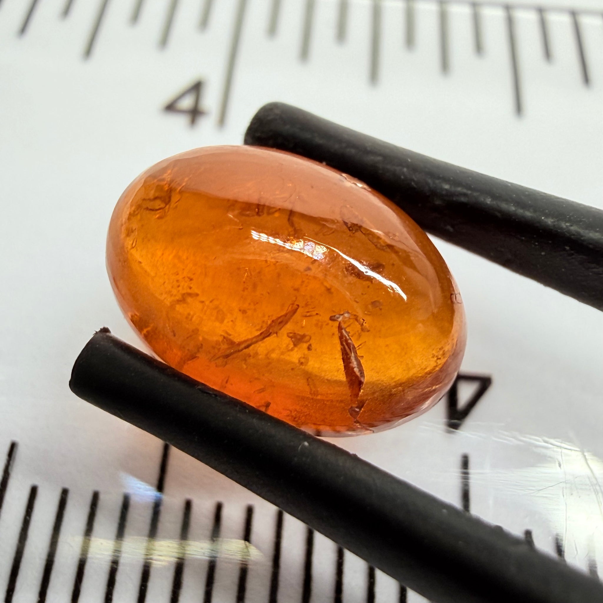 Mandarin Garnet Cabochon, Reddish Orange, 4.16ct, Tanzania, Untreated Unheated