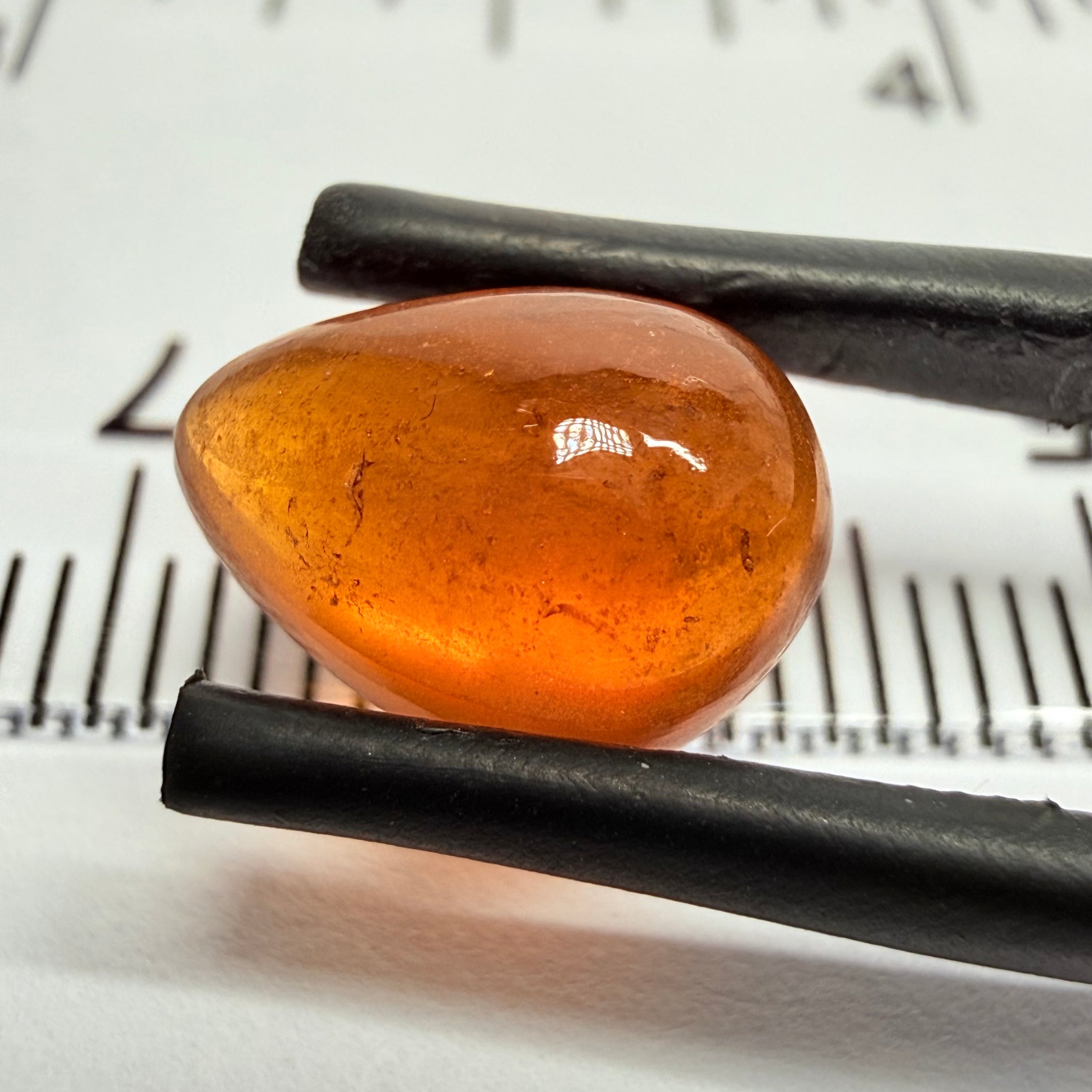 Mandarin Garnet Cabochon, Reddish Orange, 4.23ct, Tanzania, Untreated Unheated