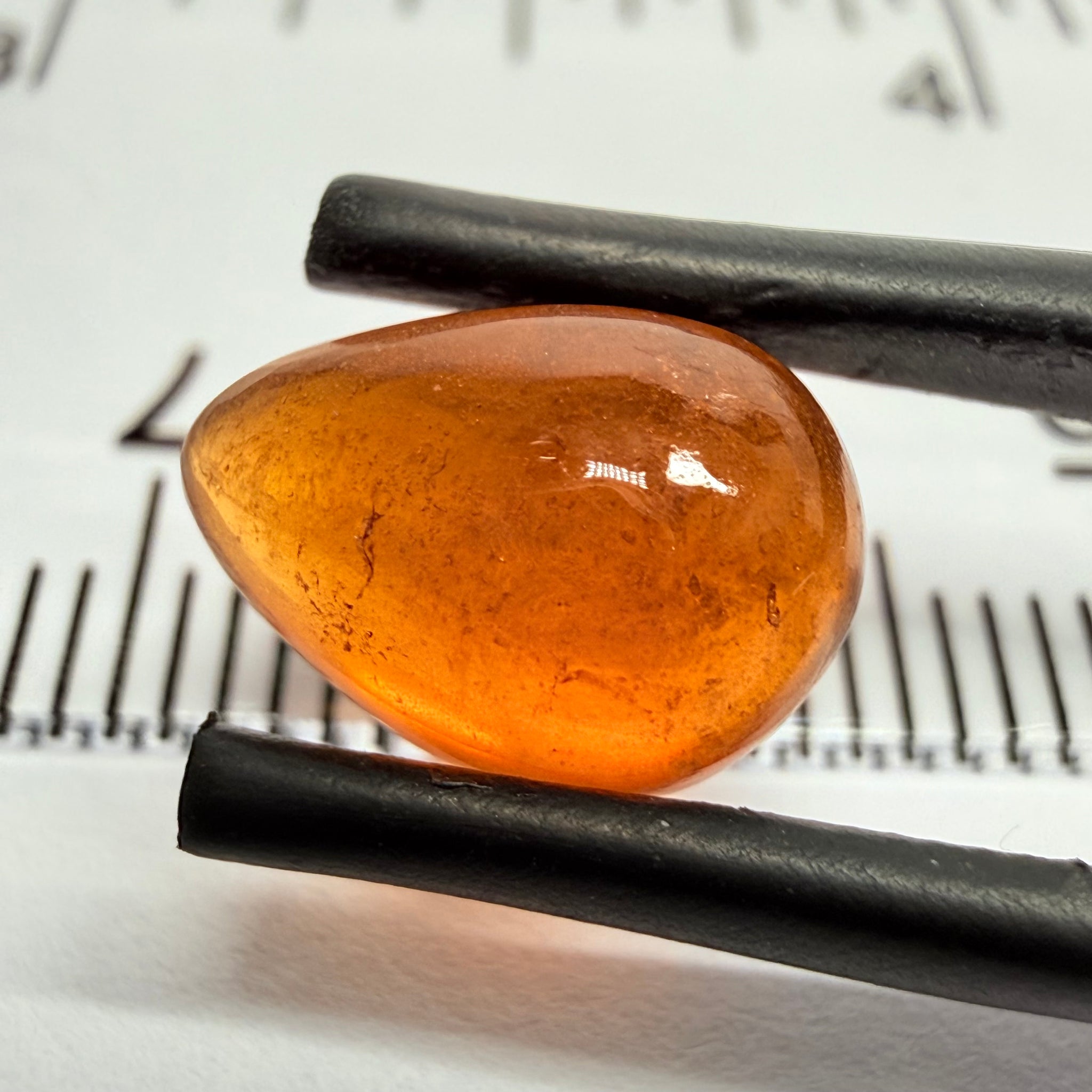 Mandarin Garnet Cabochon, Reddish Orange, 4.23ct, Tanzania, Untreated Unheated