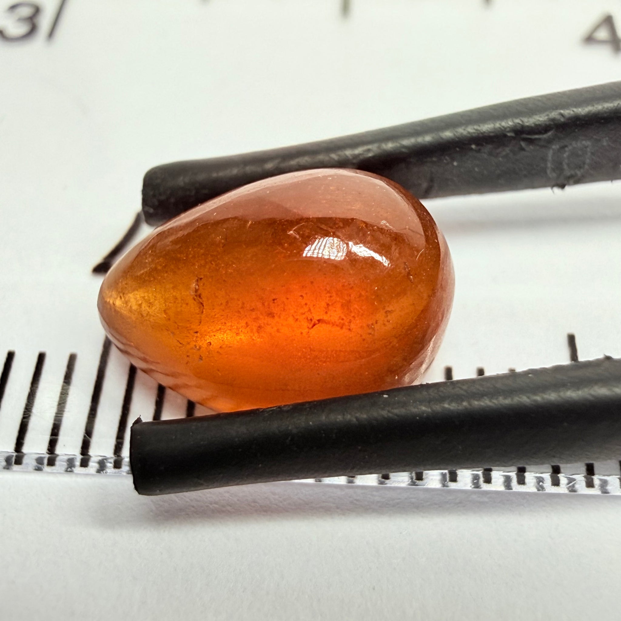 Mandarin Garnet Cabochon, Reddish Orange, 4.23ct, Tanzania, Untreated Unheated