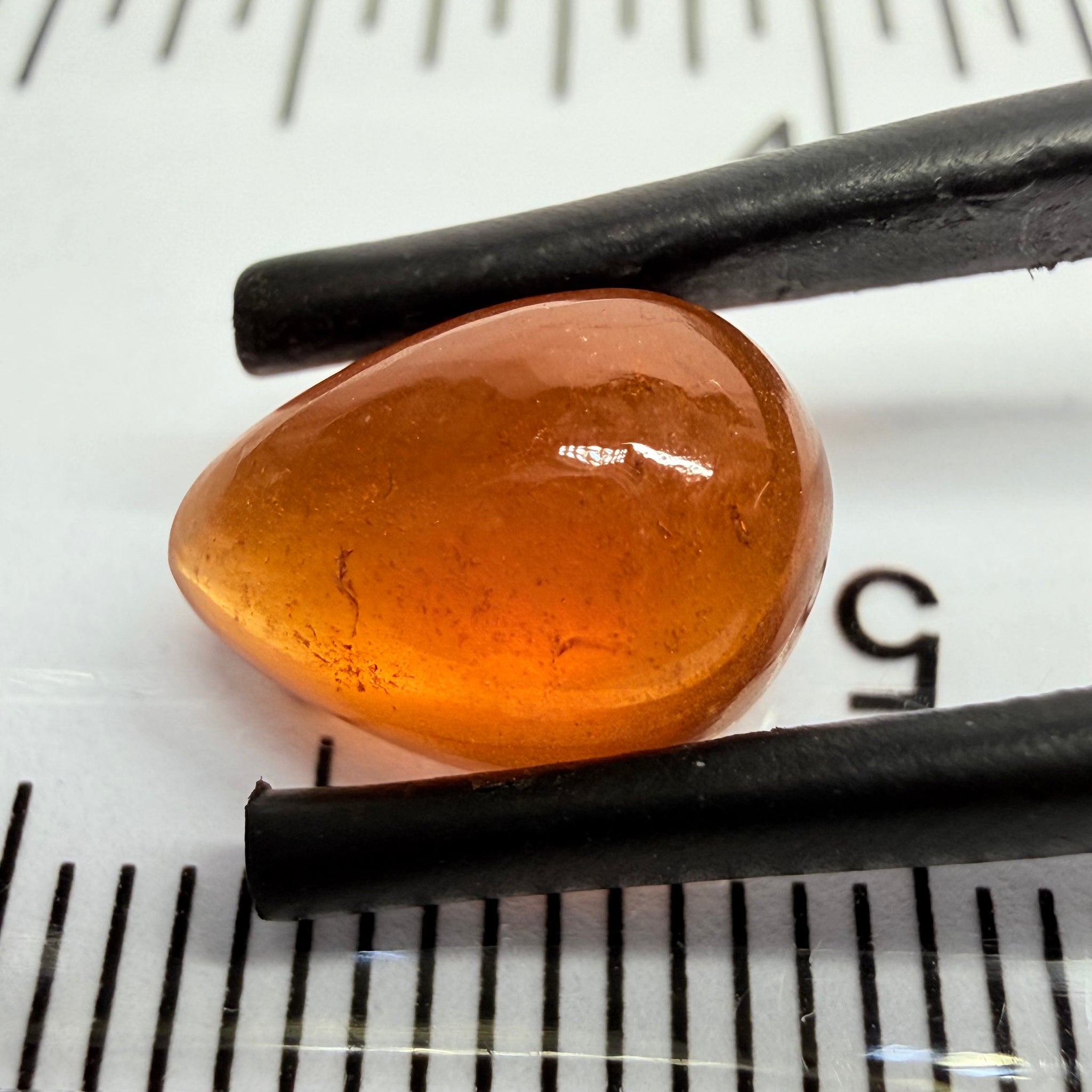 Mandarin Garnet Cabochon, Reddish Orange, 4.23ct, Tanzania, Untreated Unheated